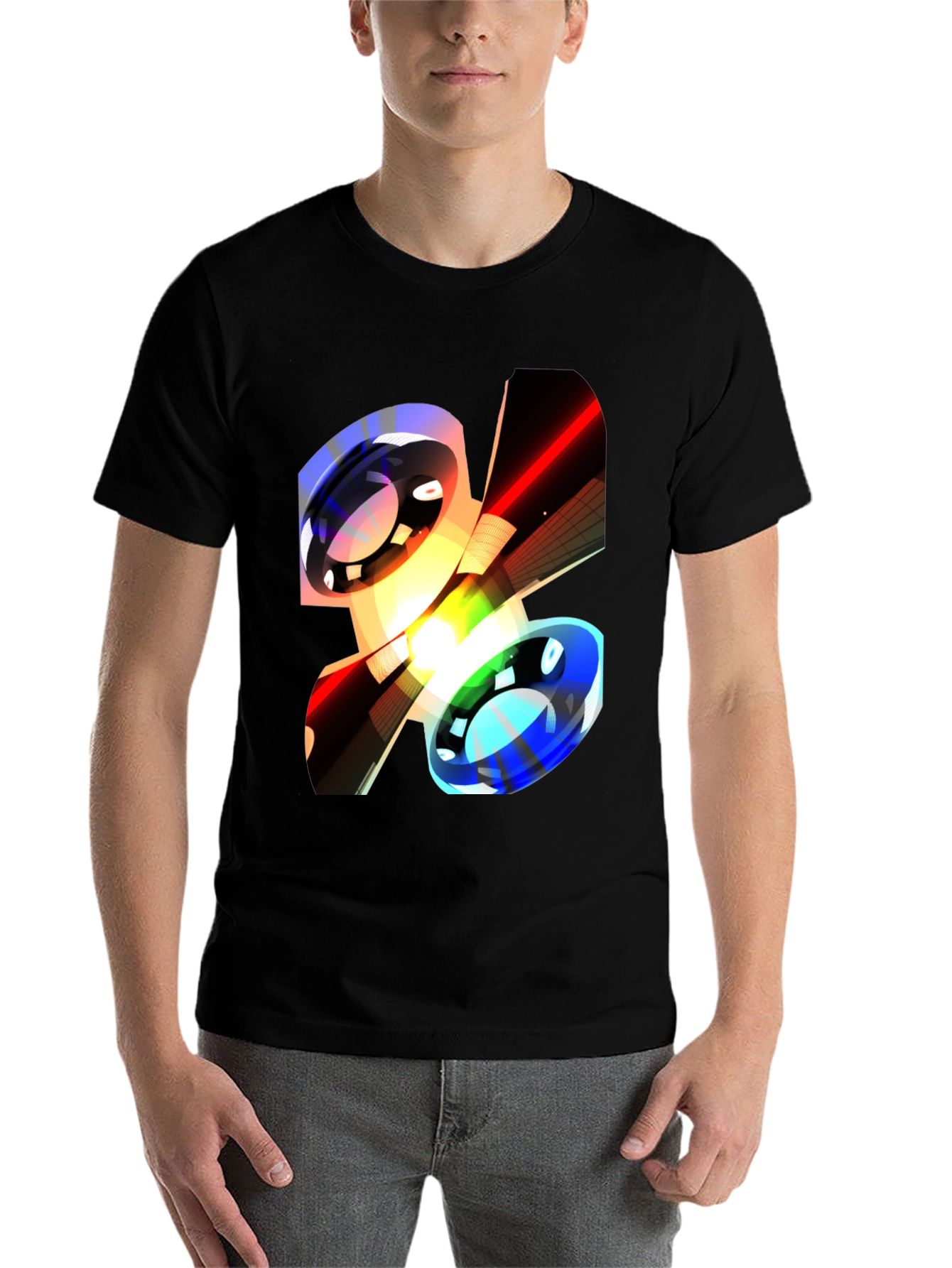 Black Abstract Graphic Print Black Casual T-Shirt view 7