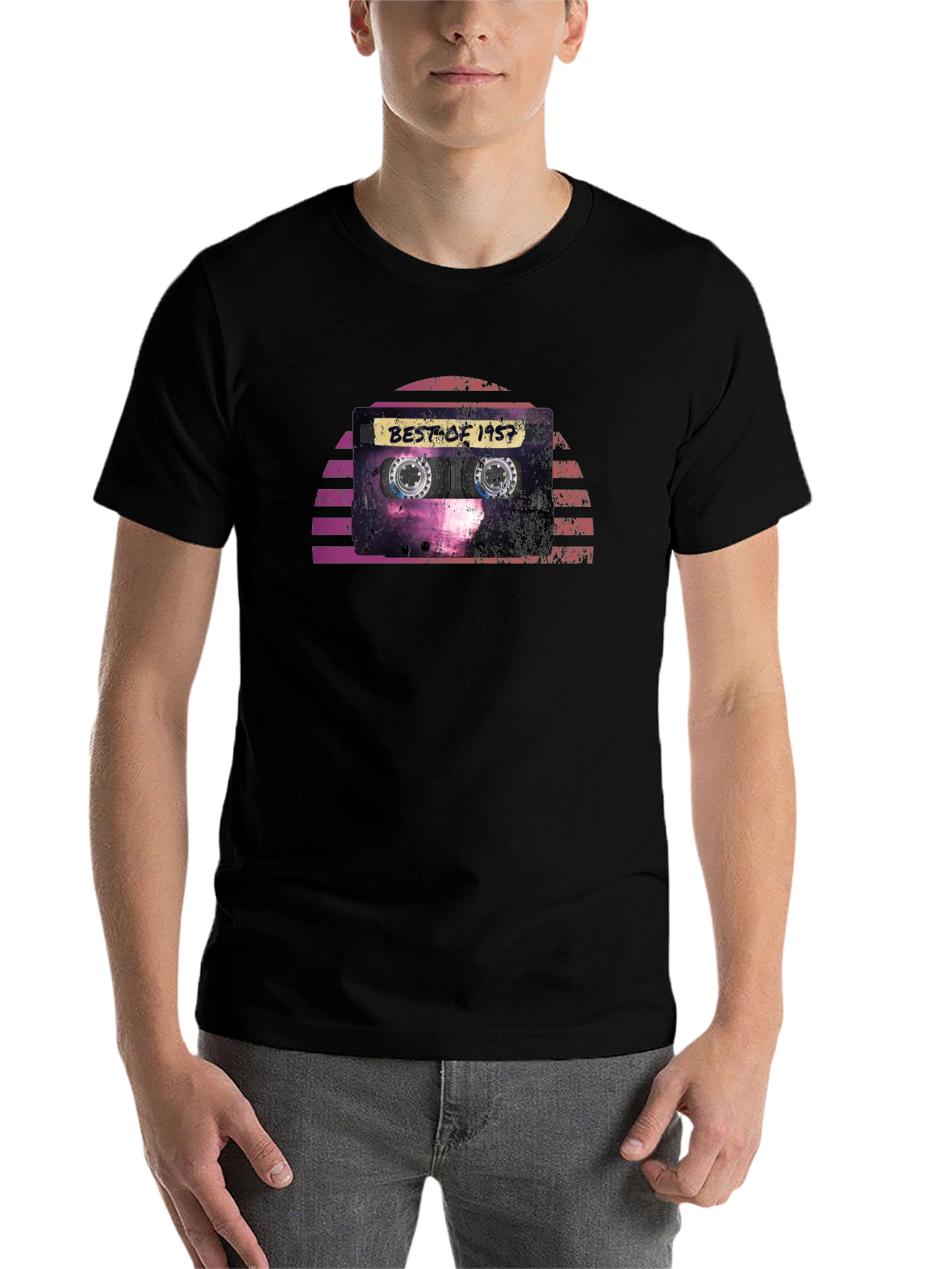 Black Best of 1957 Cassette Tape Graphic T-Shirt view 7
