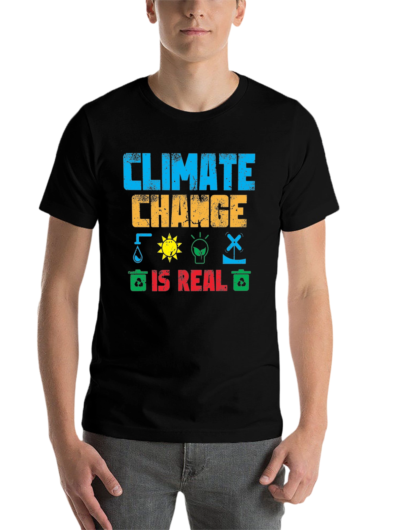 Black Climate Change is Real Graphic T-Shirt view 7