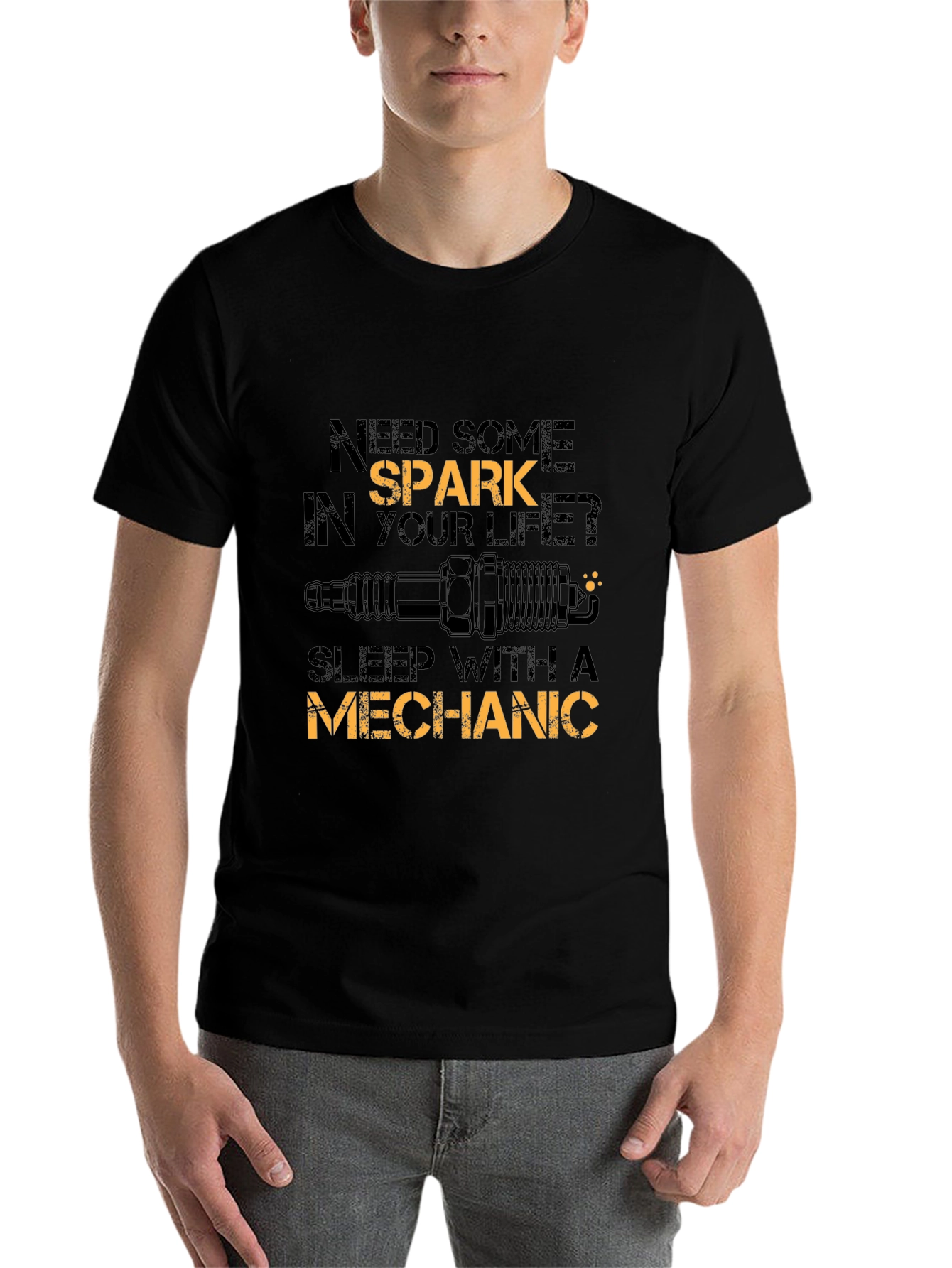 Black Mechanic Spark T-Shirt - Humorous Gift for Auto Enthusiasts view 7