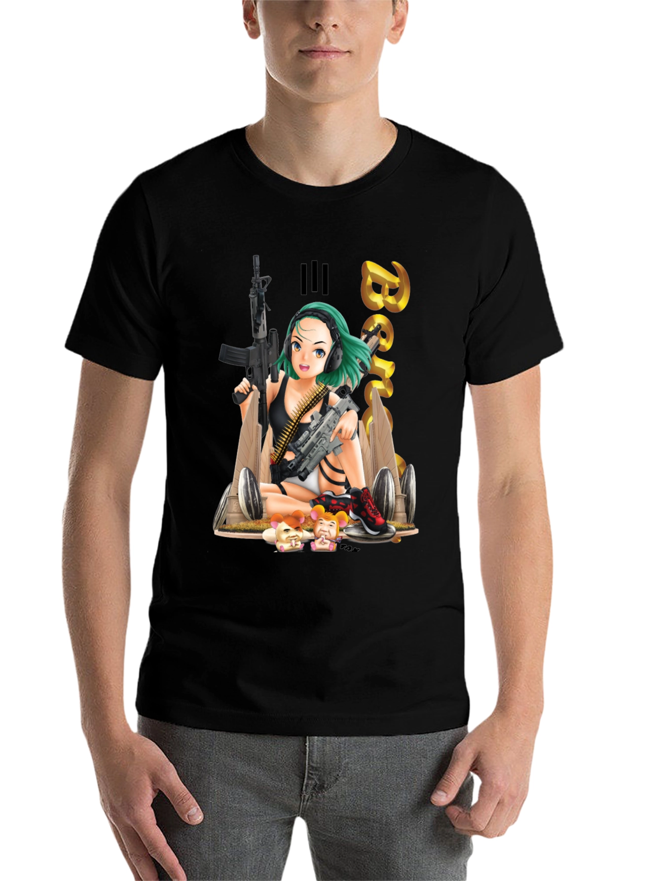Black Anime Girl Graphic T-Shirt view 7
