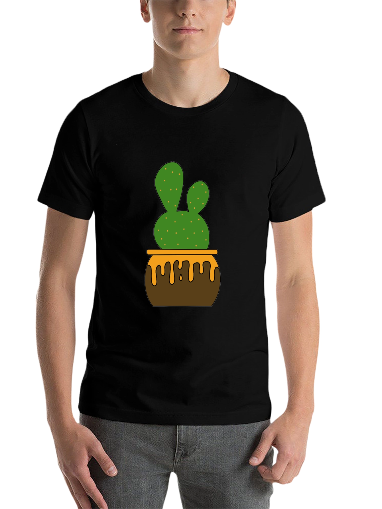 Black Cactus in Pot Graphic Tee - Stylish Unisex T-Shirt view 7