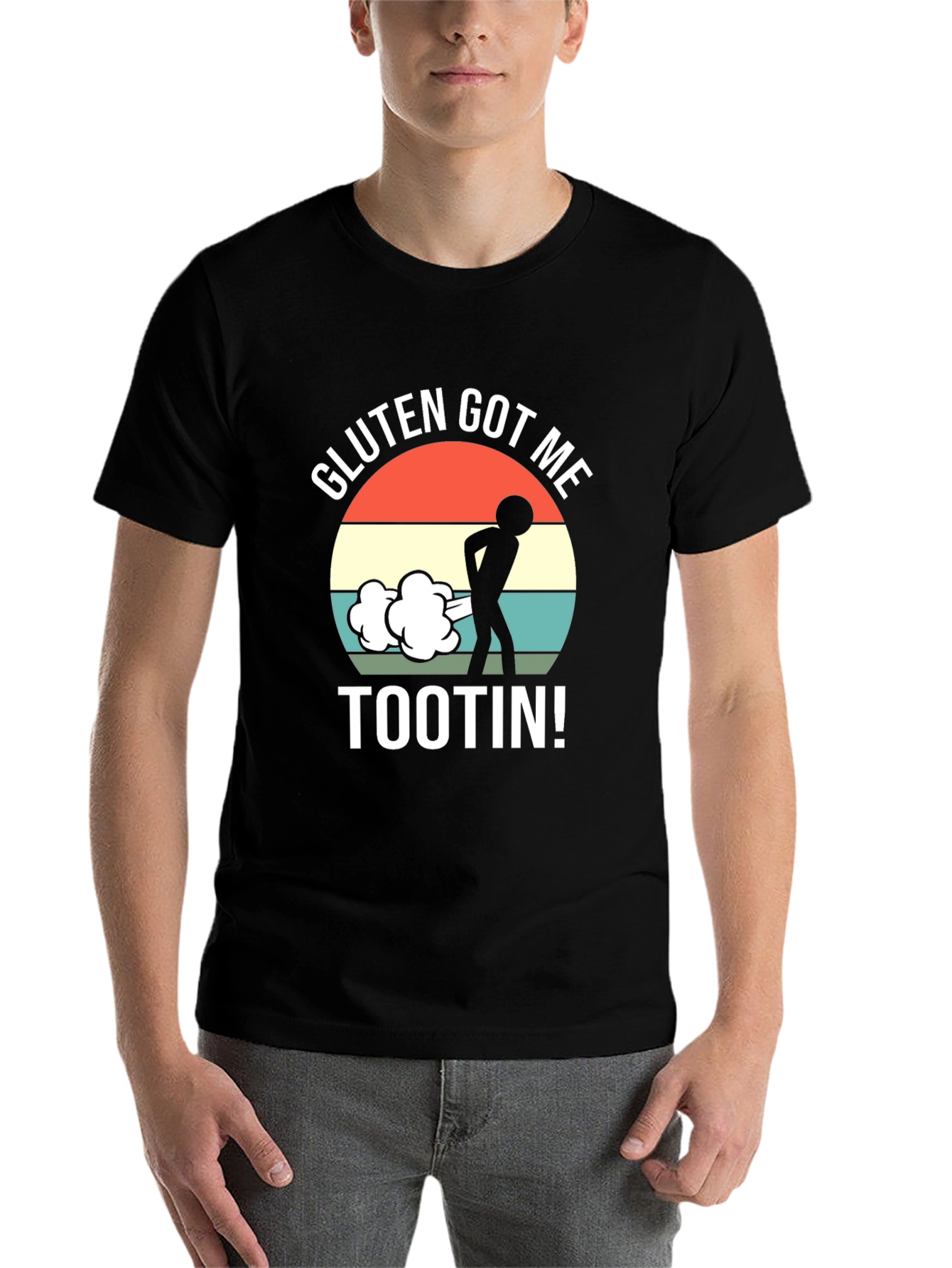 Black Gluten Got Me Tootin' Graphic T-Shirt view 7