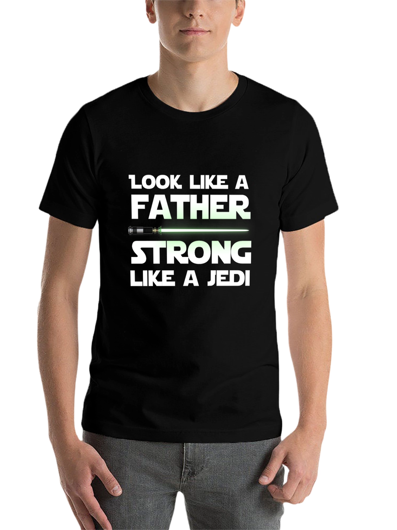Black Father Strong Like a Jedi Graphic T-Shirt view 7