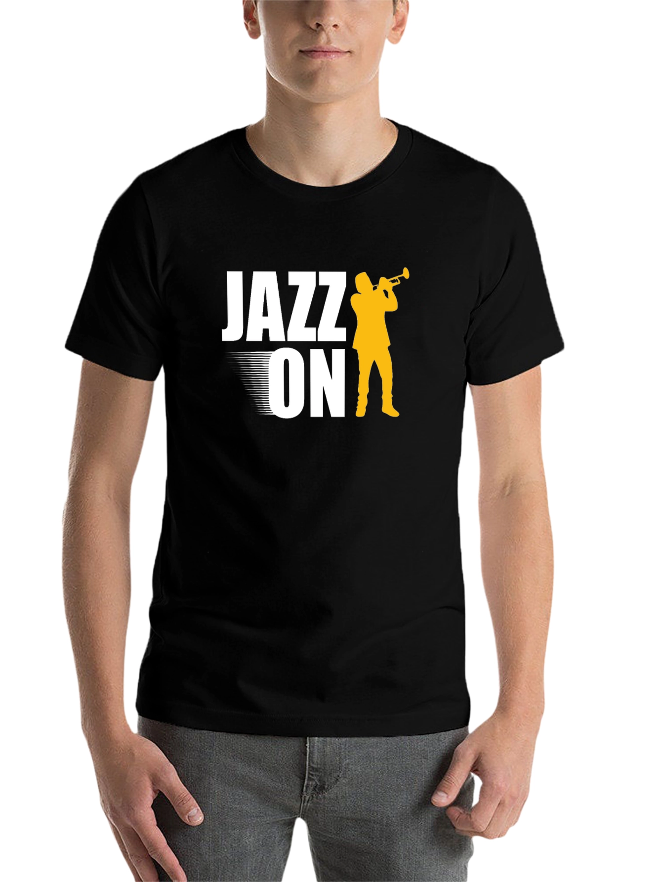 Black Jazz On Graphic Tee - Black Cotton T-Shirt view 7