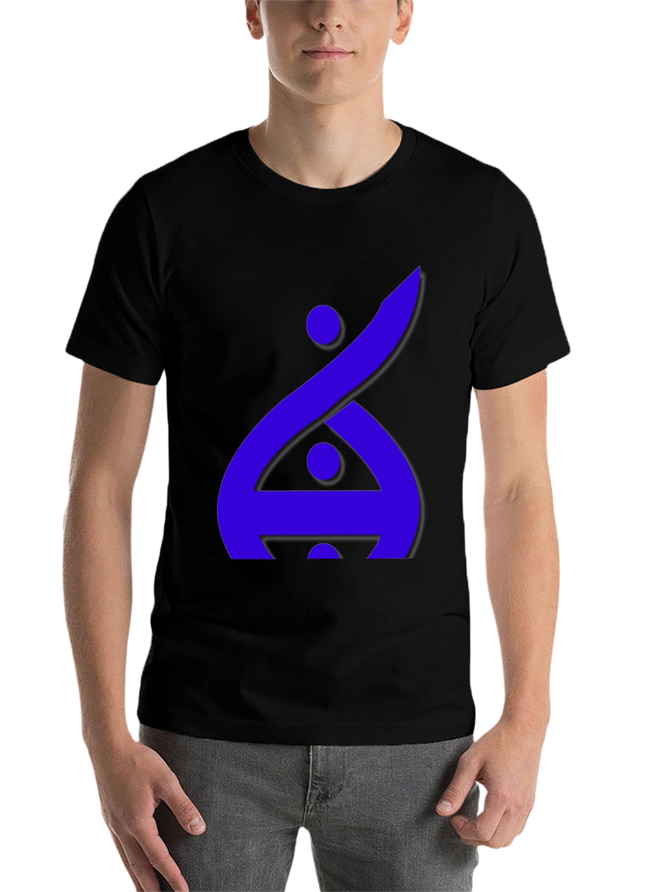Black Modern Graphic Tee - Blue Abstract Design on Black view 7