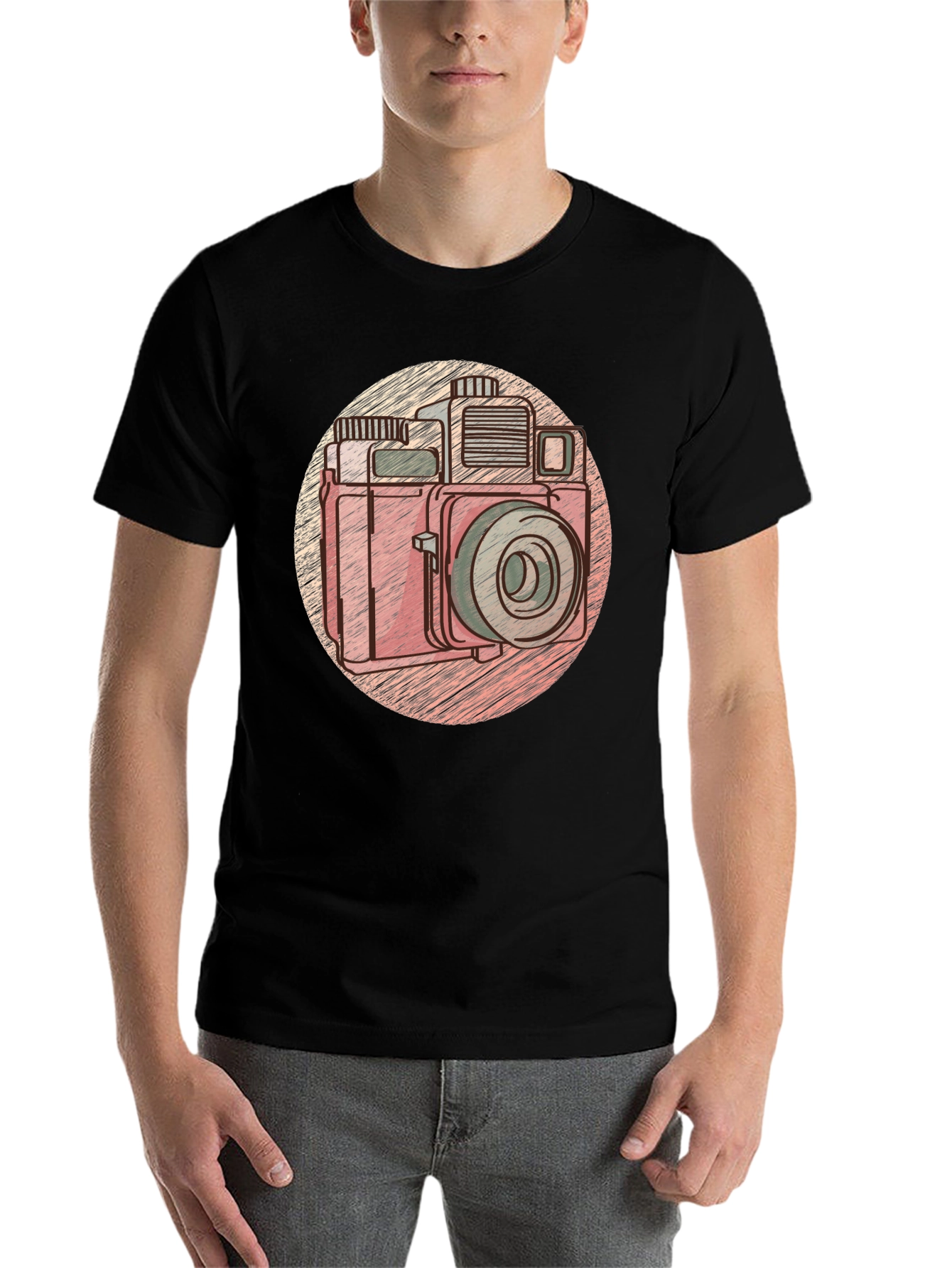 Black Retro Camera Graphic Tee - Vintage Style T-Shirt view 7