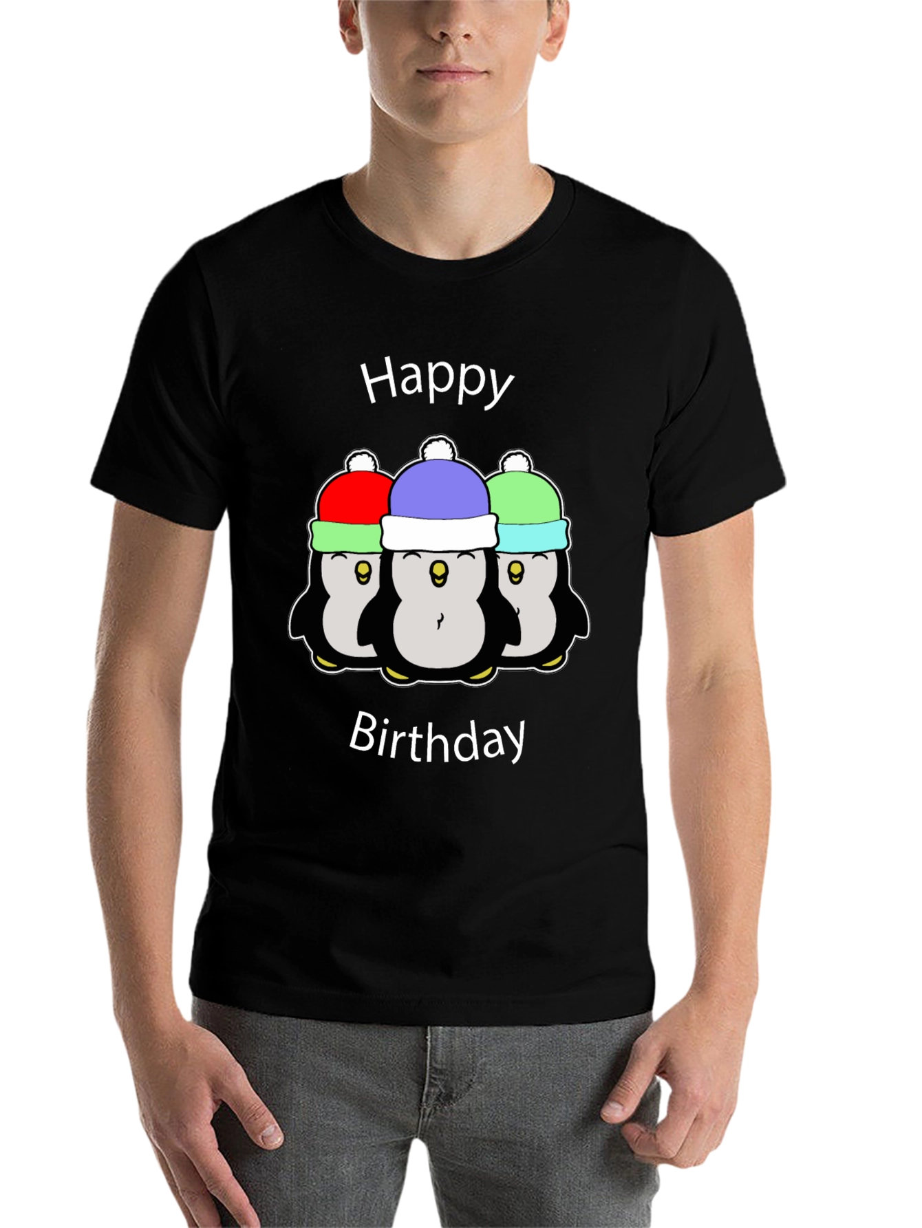 Black Penguin Birthday T-Shirt - Fun Party Tee view 7
