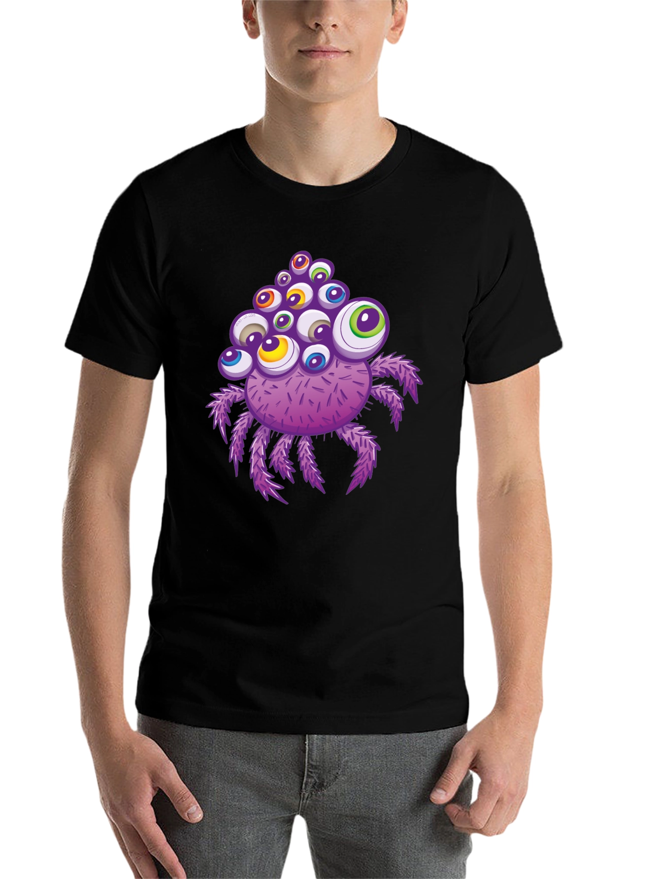 Black Eye-Catching Spider Graphic T-Shirt view 7