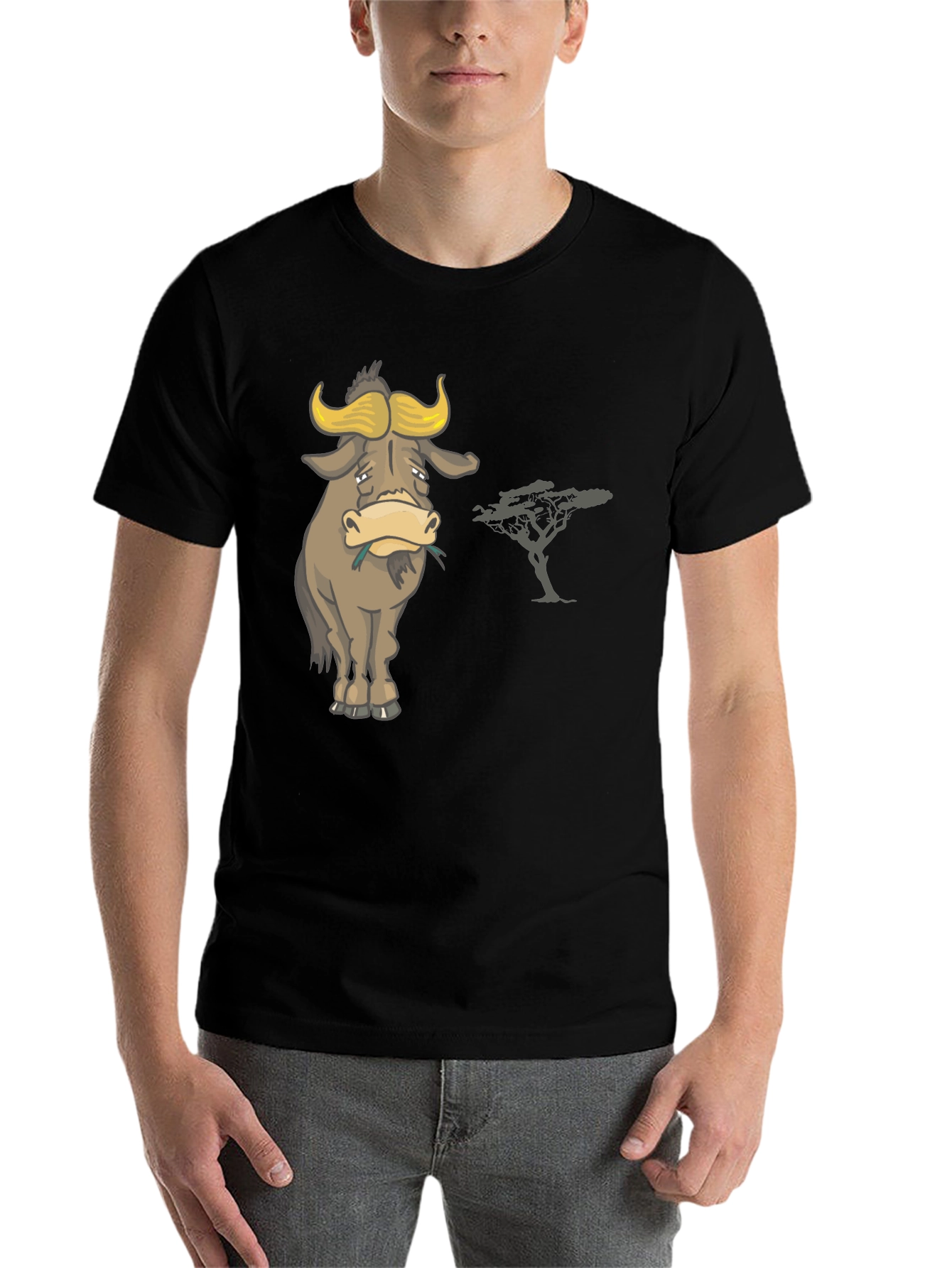 Black Sad Wildebeest T-Shirt - Men's Black Graphic Tee view 7