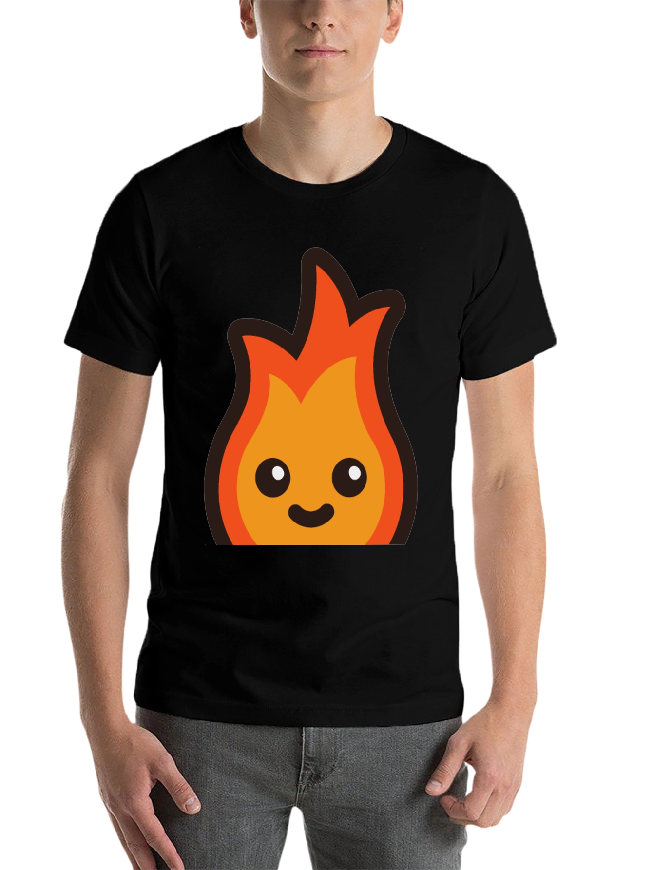 Black Cute Flame Graphic Black T-Shirt view 7
