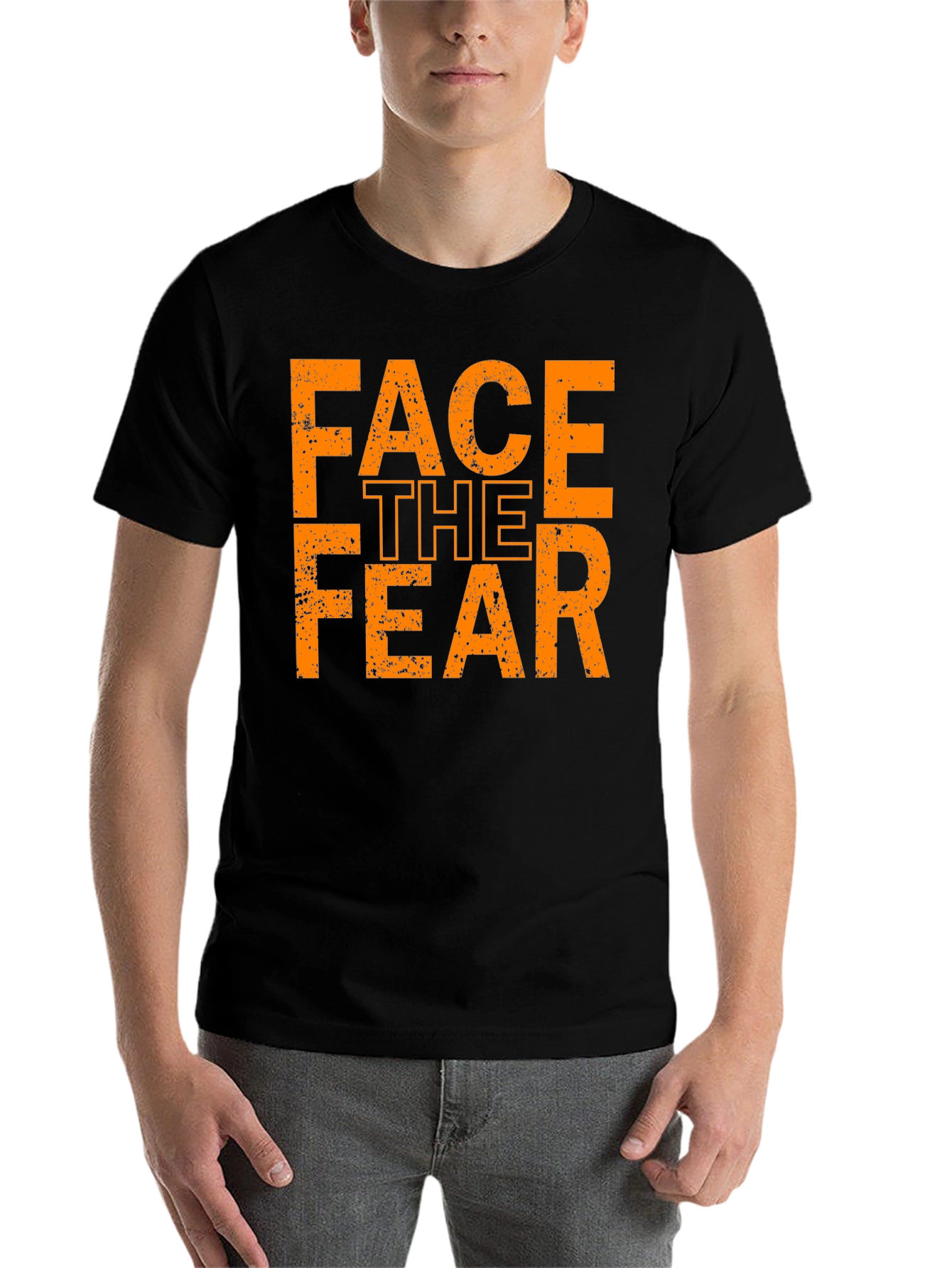 Black Face The Fear Graphic Tee - Black Cotton T-Shirt view 7