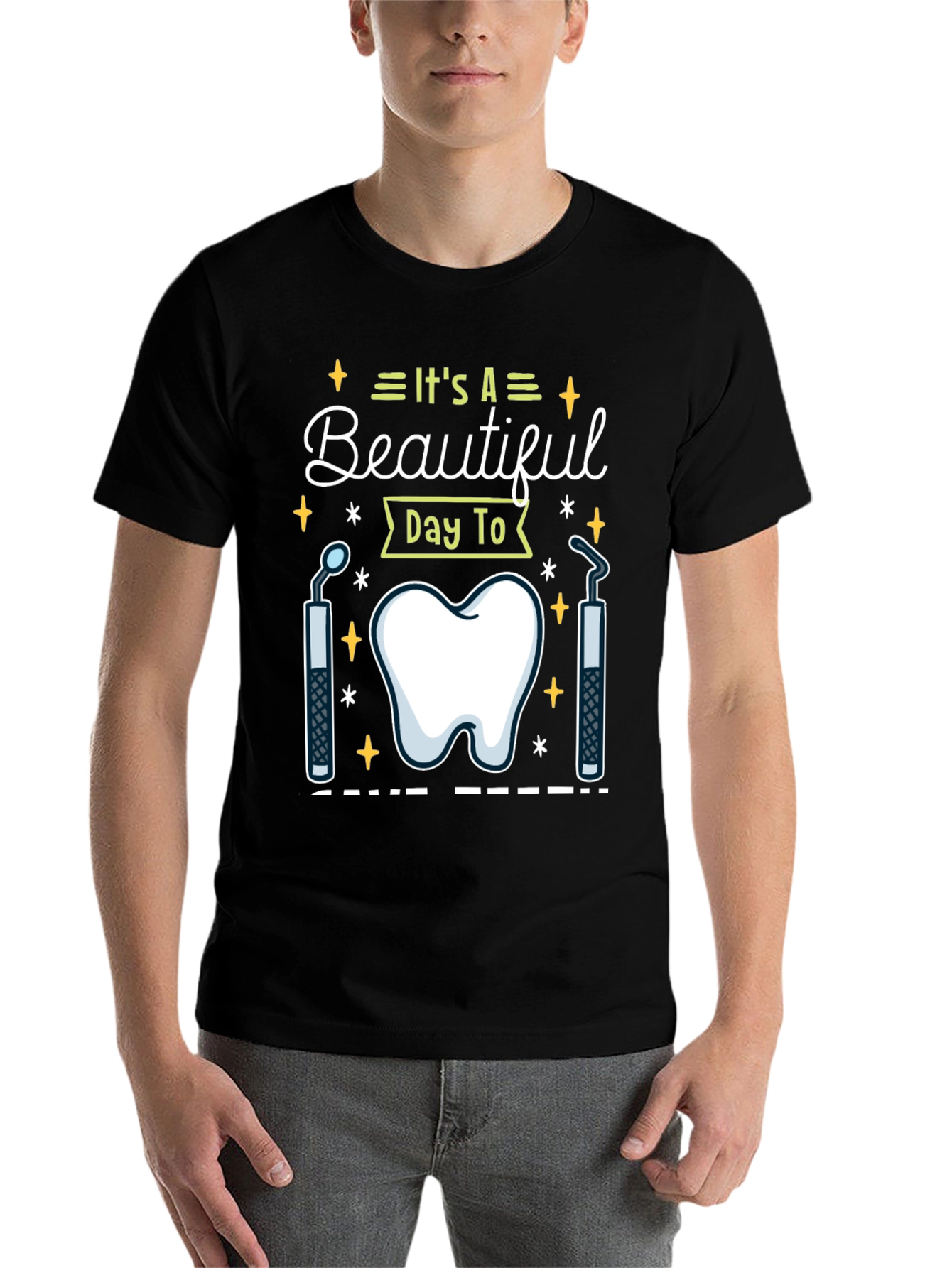 Black Dental Hygienist T-Shirt - It's A Beautiful Day To view 7