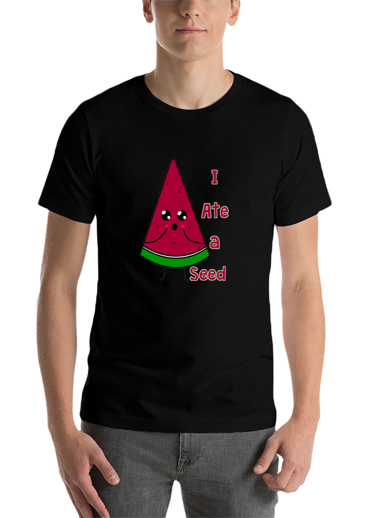 Black Funny Watermelon Seed T-Shirt view 7