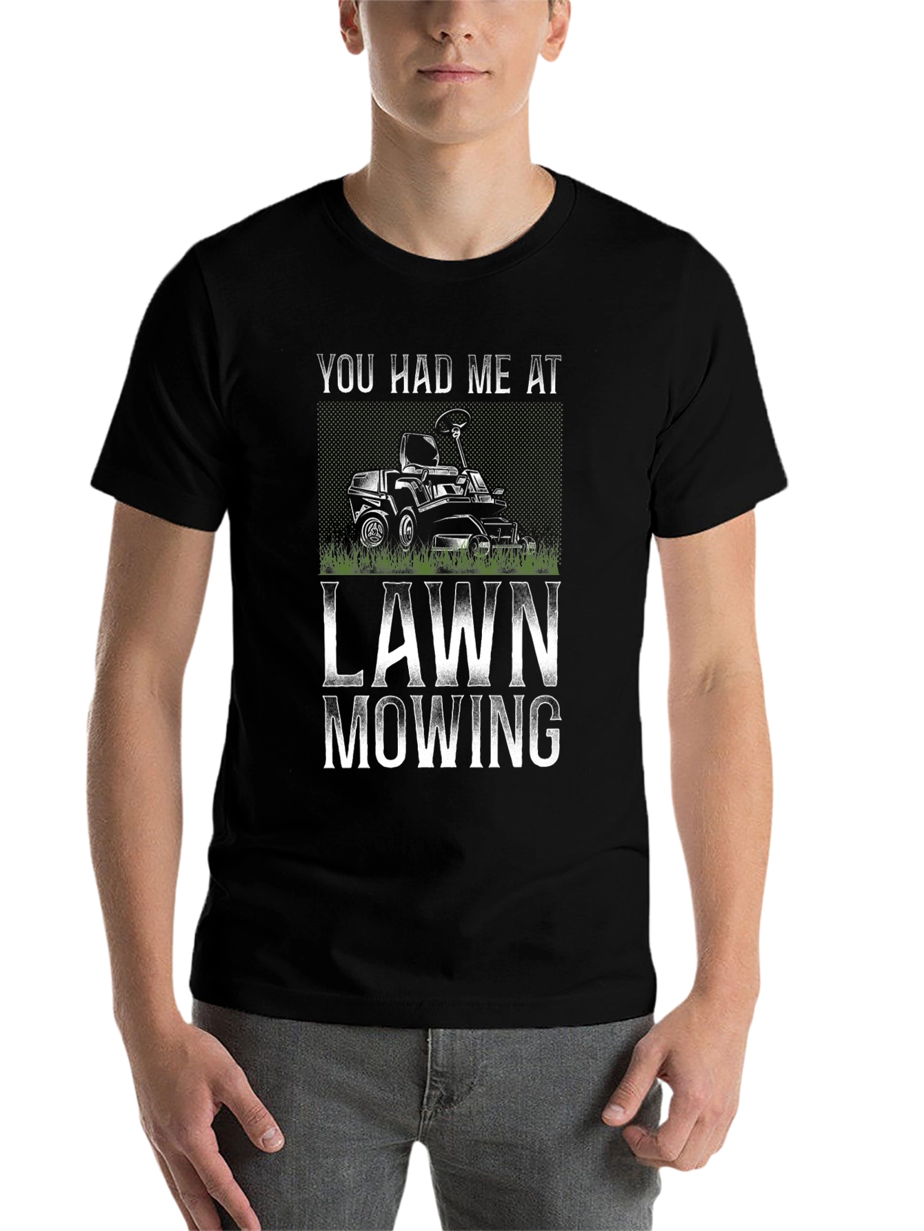 Black You Had Me at Lawn Mowing Graphic Tee view 7