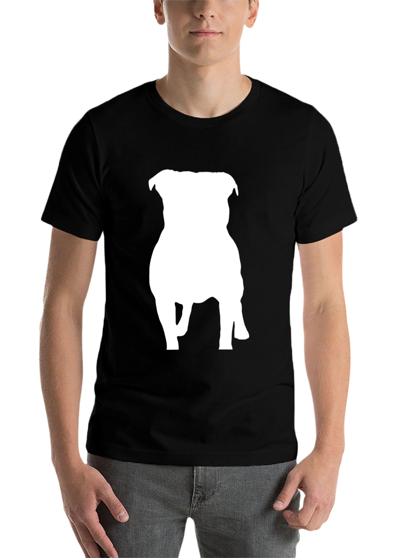 Black Dog Silhouette T-Shirt - Black Cotton Blend Crew Neck Tee view 7