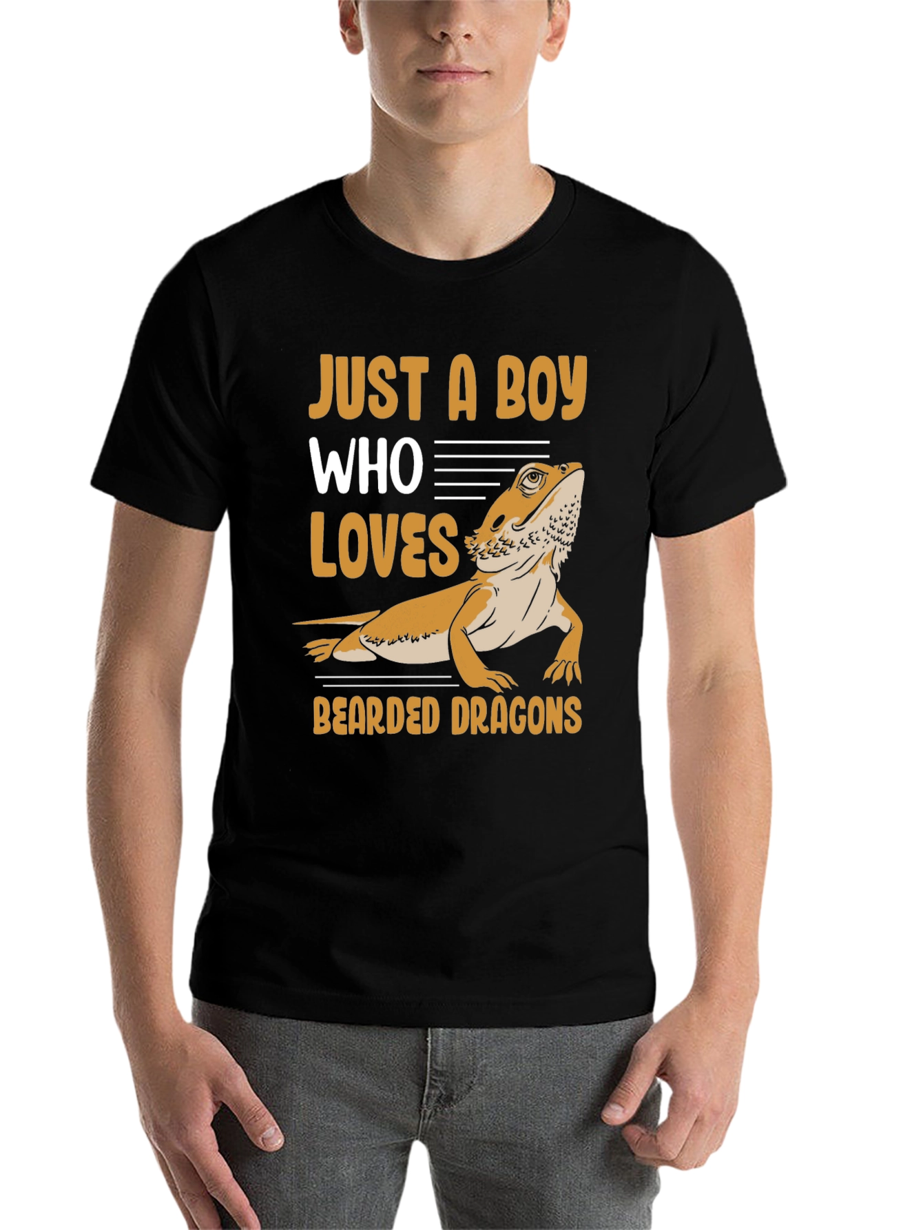 Black Boy Who Loves Bearded Dragons T-Shirt view 7