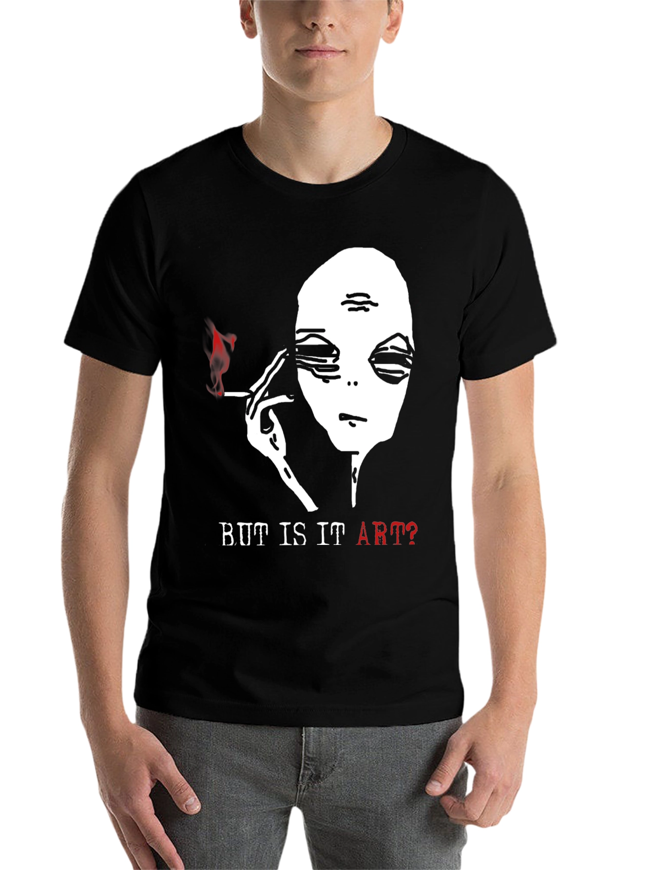 Black Alien Smoking T-Shirt - But Is It Art? view 7