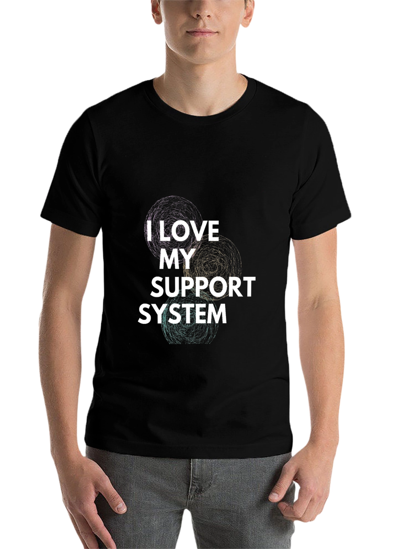 Black I Love My Support System Graphic Tee view 7