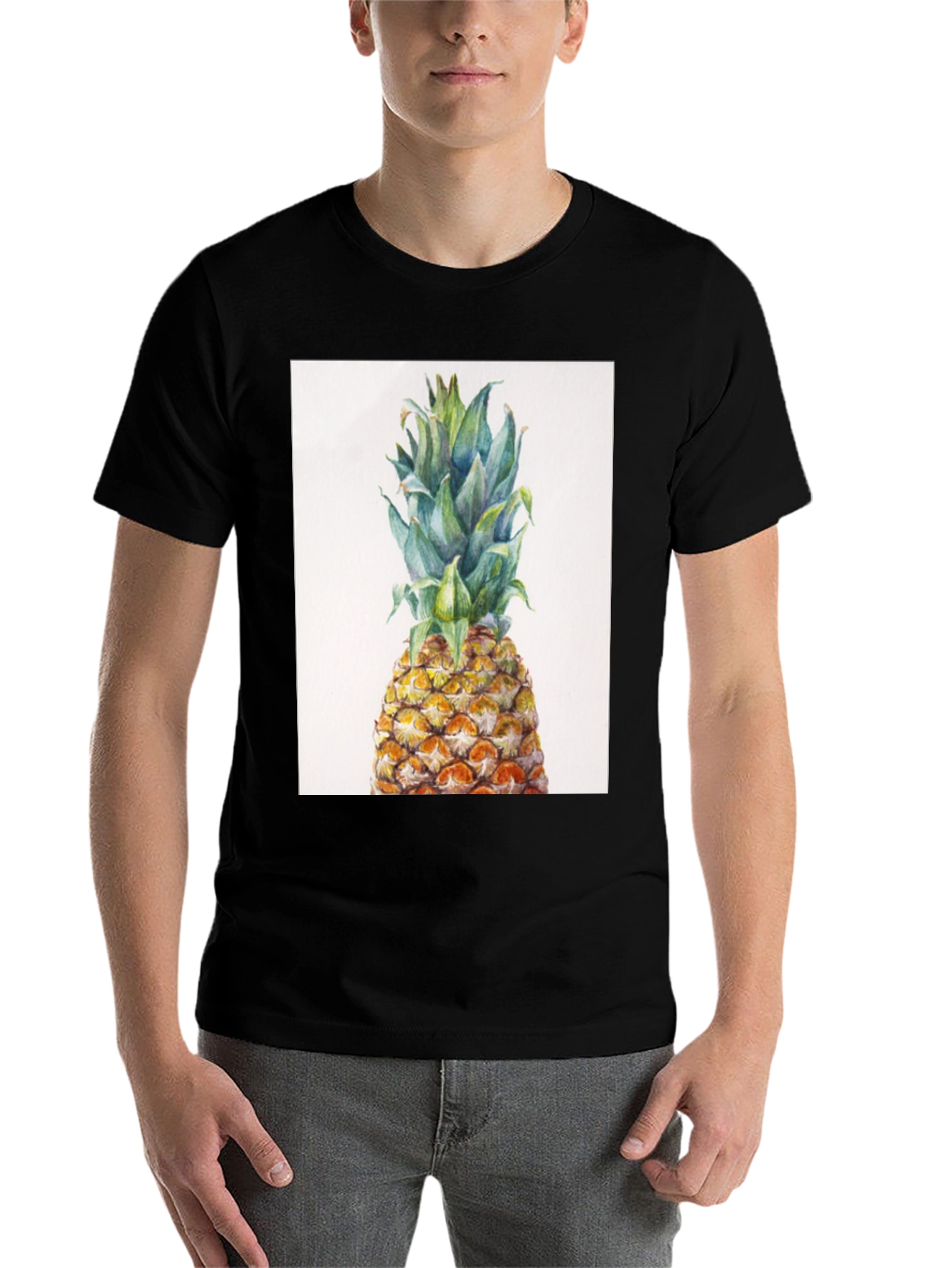 Black Pineapple Graphic Tee - Tropical Fruit Design view 7