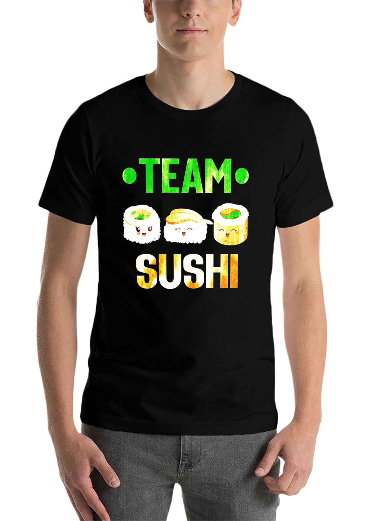 Black Team Sushi Graphic T-Shirt - Foodie Fun! view 7