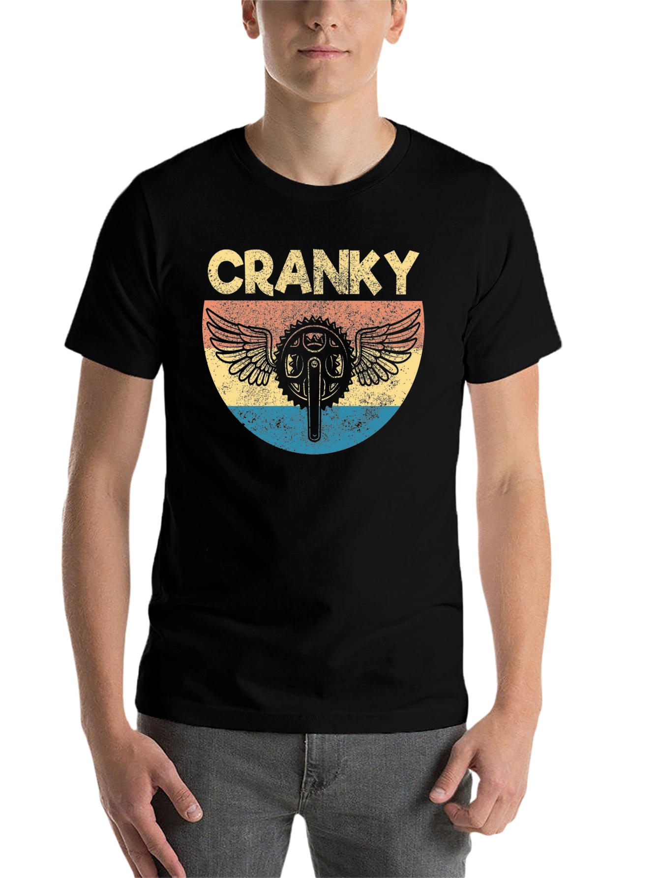 Black Cranky Bike Gear Graphic T-Shirt view 7
