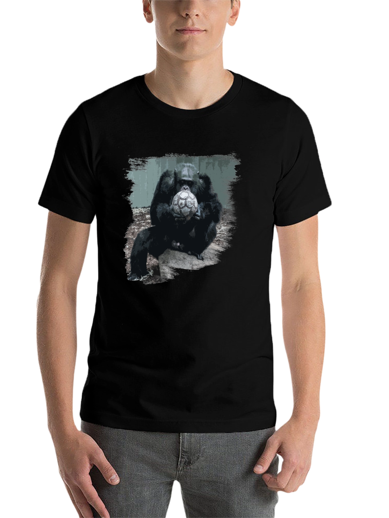 Black Gorilla Soccer T-Shirt - Unique Graphic Tee view 7