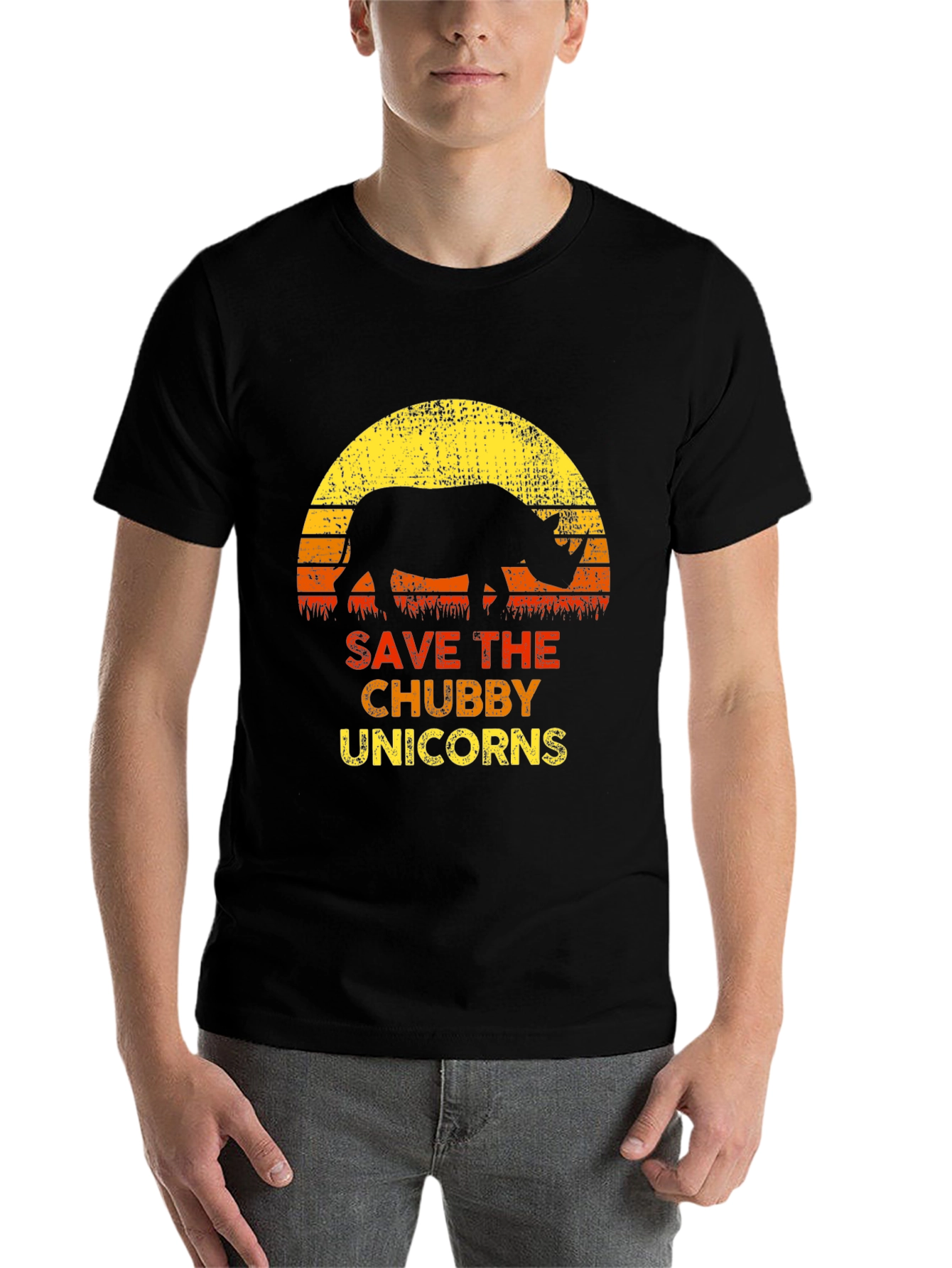 Black Save The Chubby Unicorns Black T-Shirt view 7