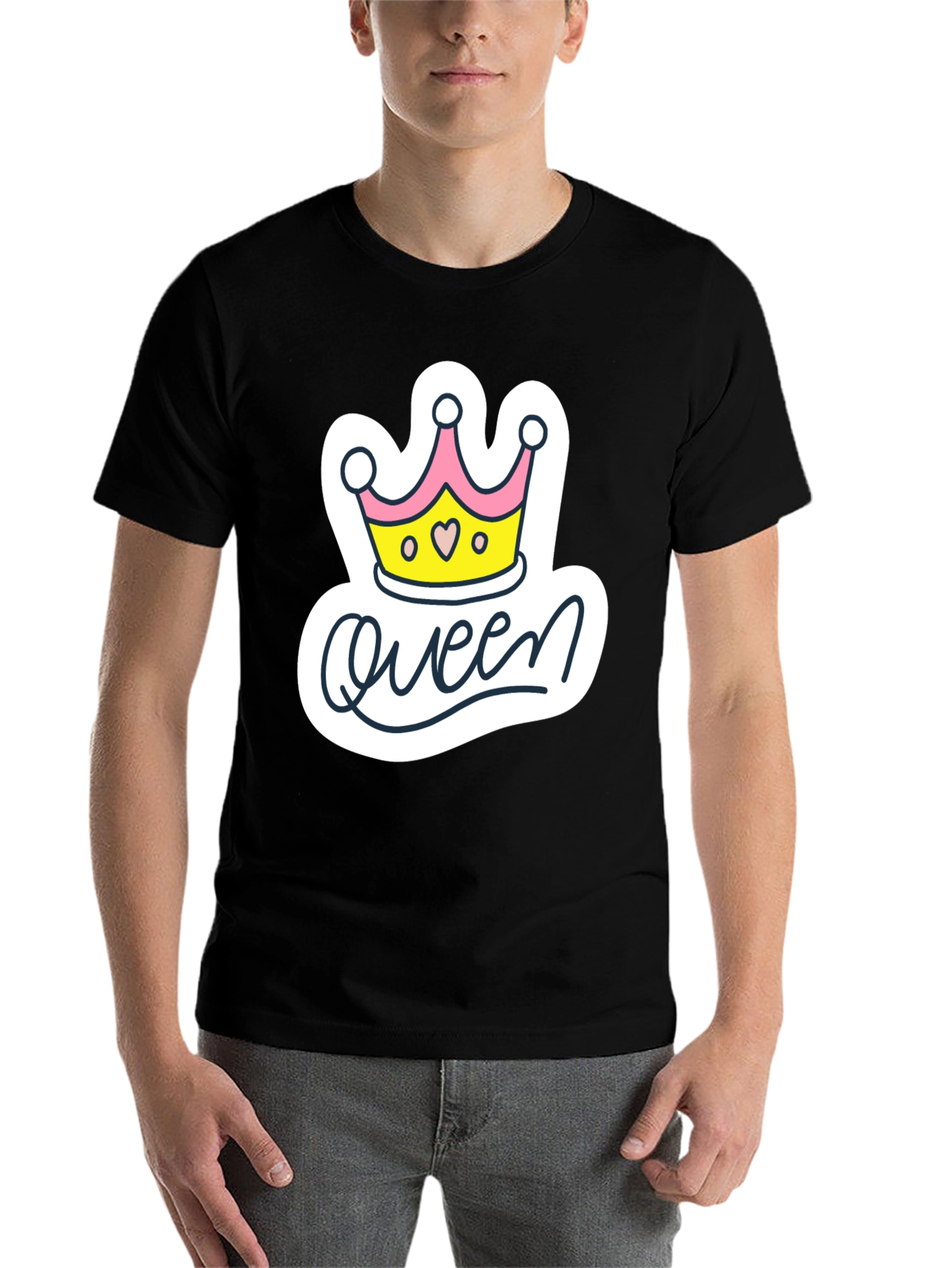 Black Queen Crown Graphic Tee - Black Cotton Casual T-Shirt view 7