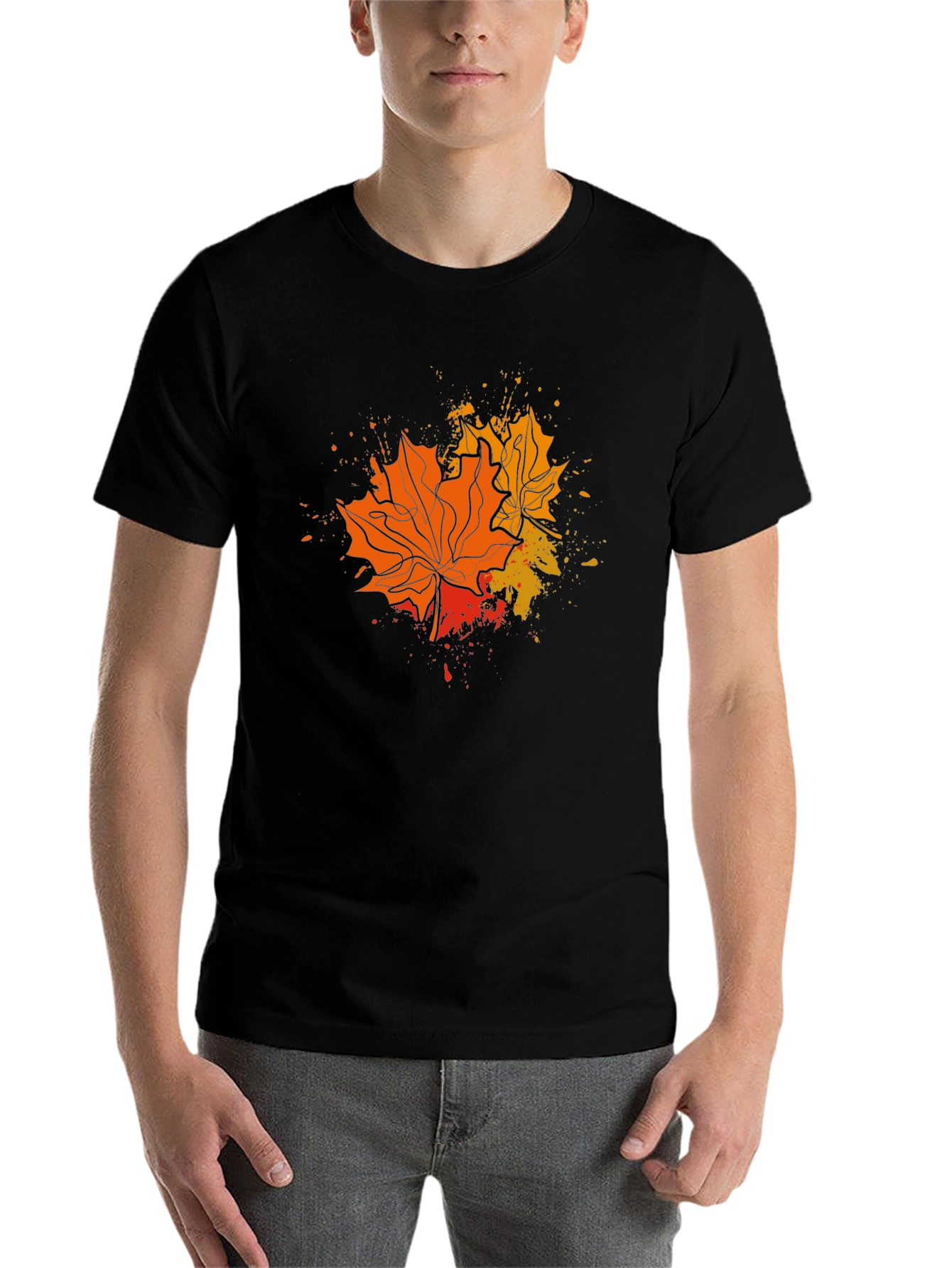 Black Fall Leaves Graphic Tee - Black T-Shirt view 7