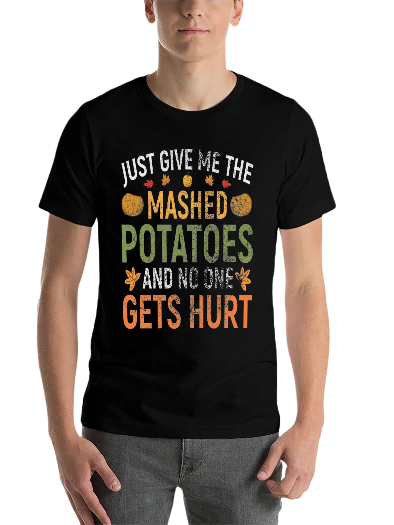 Black Mashed Potatoes Funny Thanksgiving T-Shirt view 7