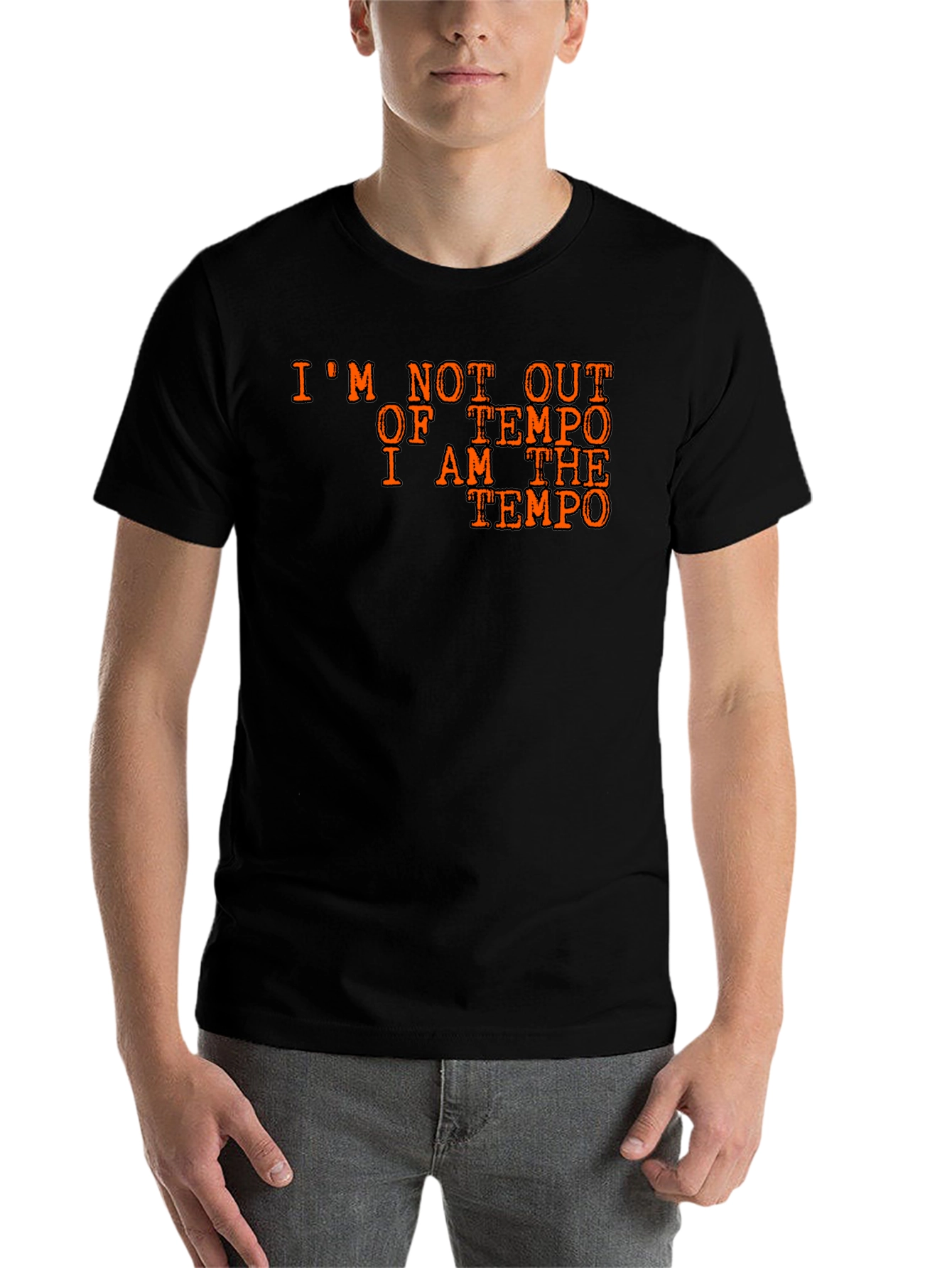 Black I Am The Tempo Black Cotton T-Shirt view 7