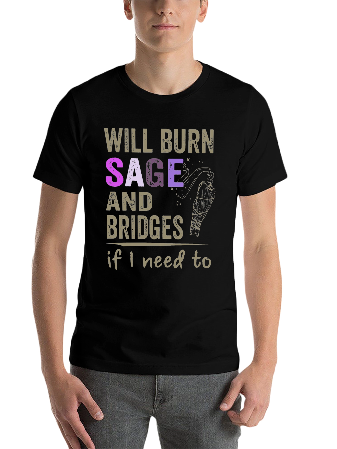 Black Will Burn Sage and Bridges T-Shirt view 7