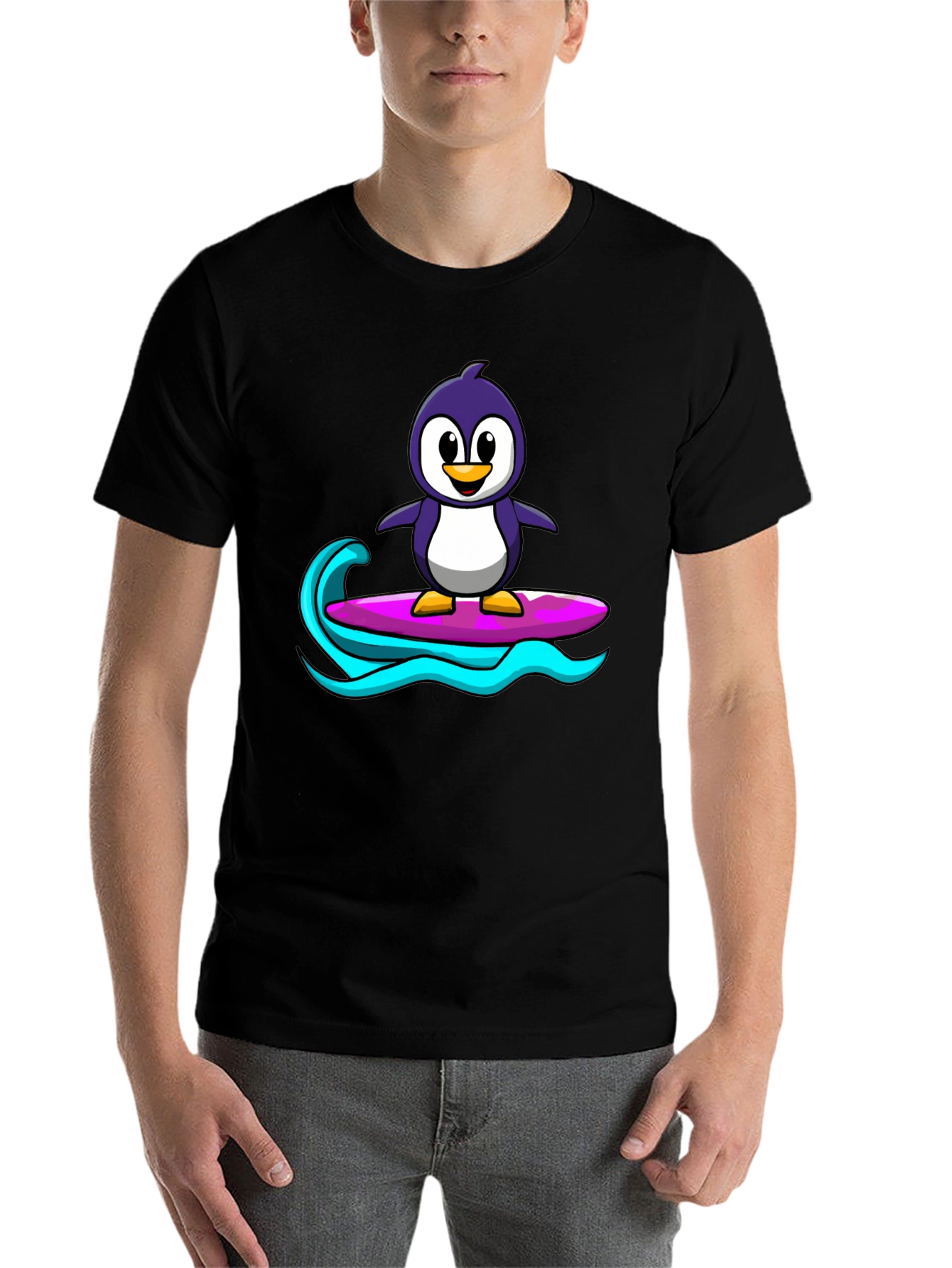 Black Penguin Surfing Graphic Tee - Black view 7