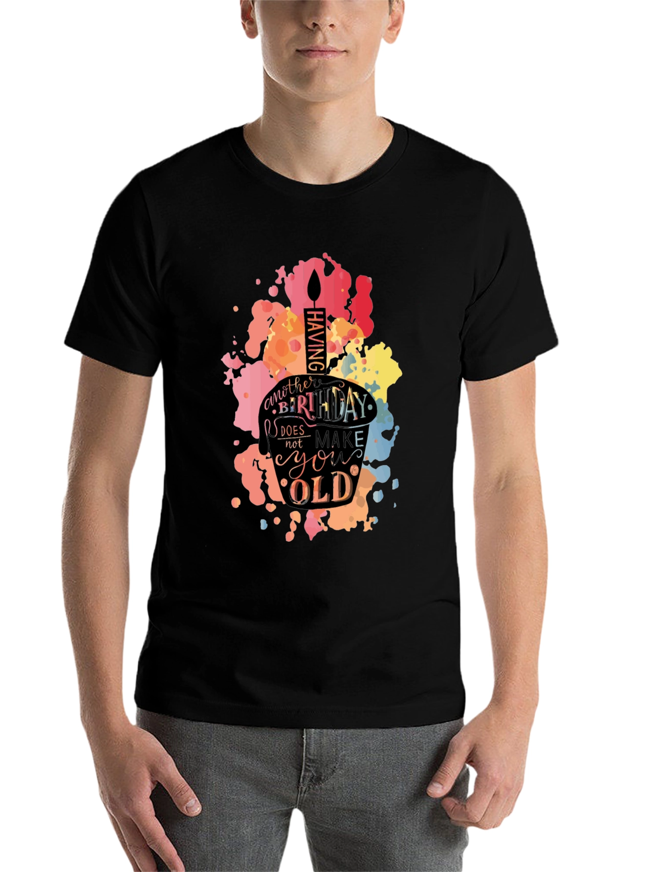 Black Birthday Cake T-Shirt - Unisex Graphic Tee view 7