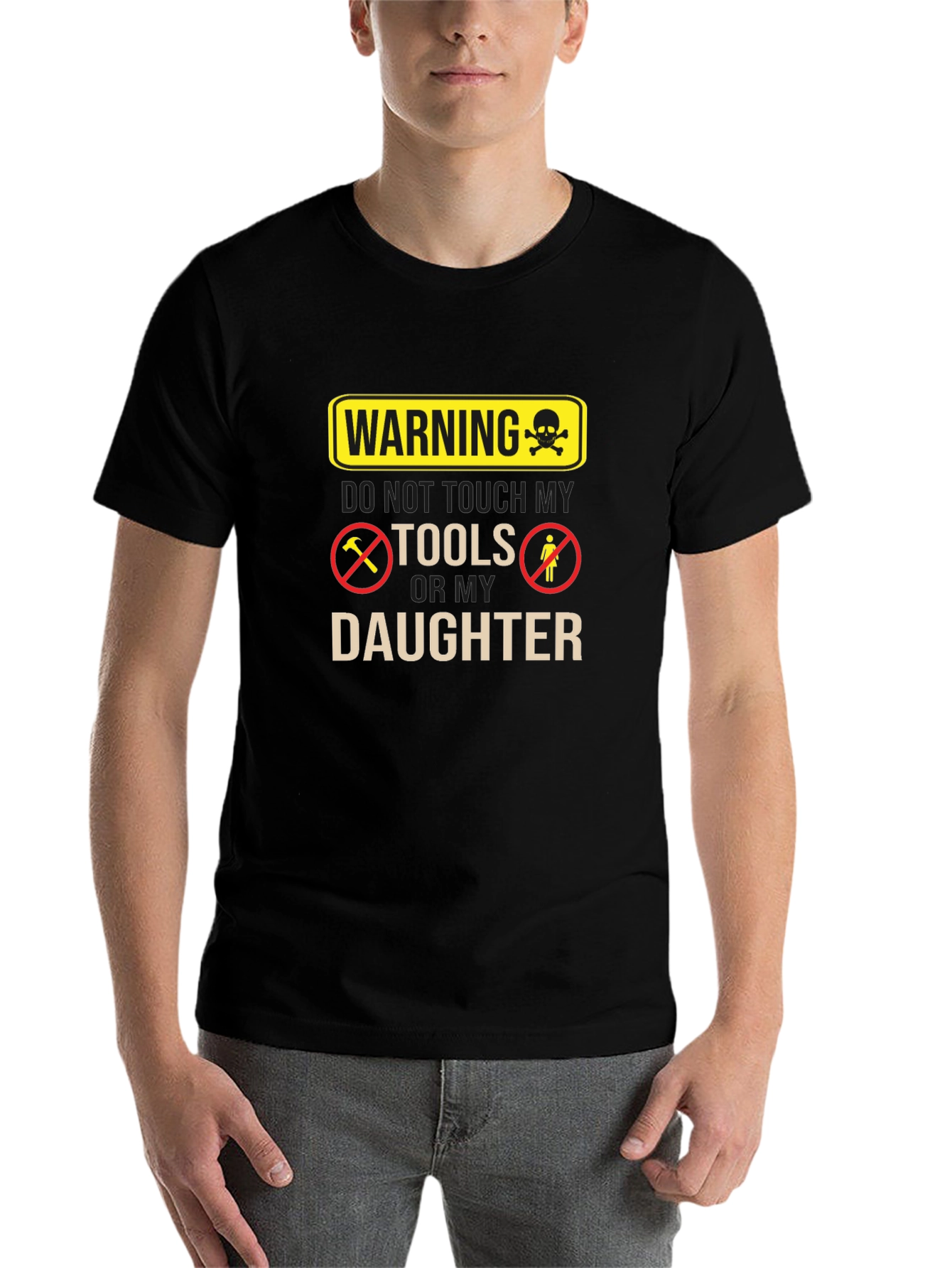Black Warning Don't Touch My Tools Or My Daughter Funny Graphic Tee view 7