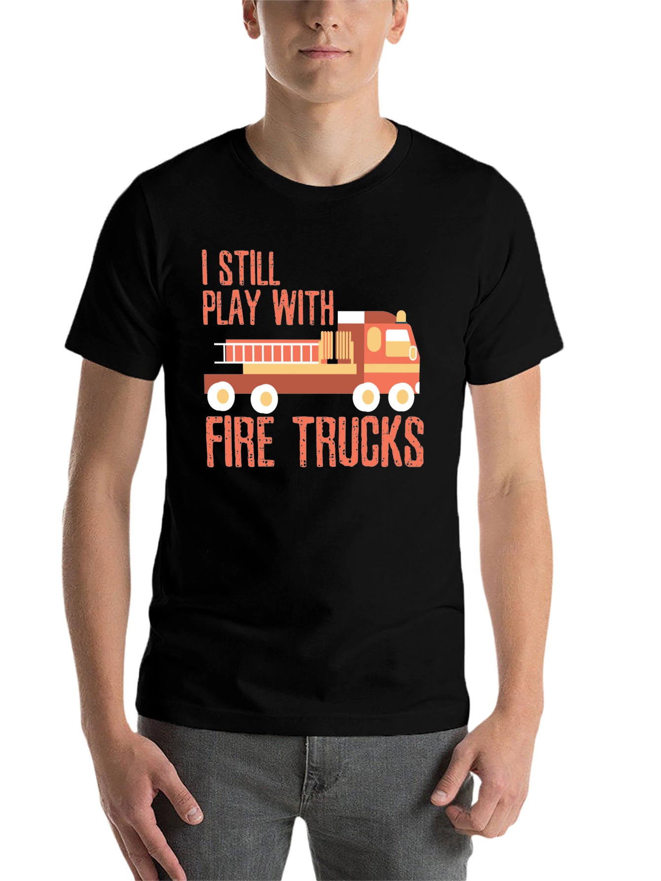 Black Fire Trucks T-Shirt - Play with Fire Trucks! view 7