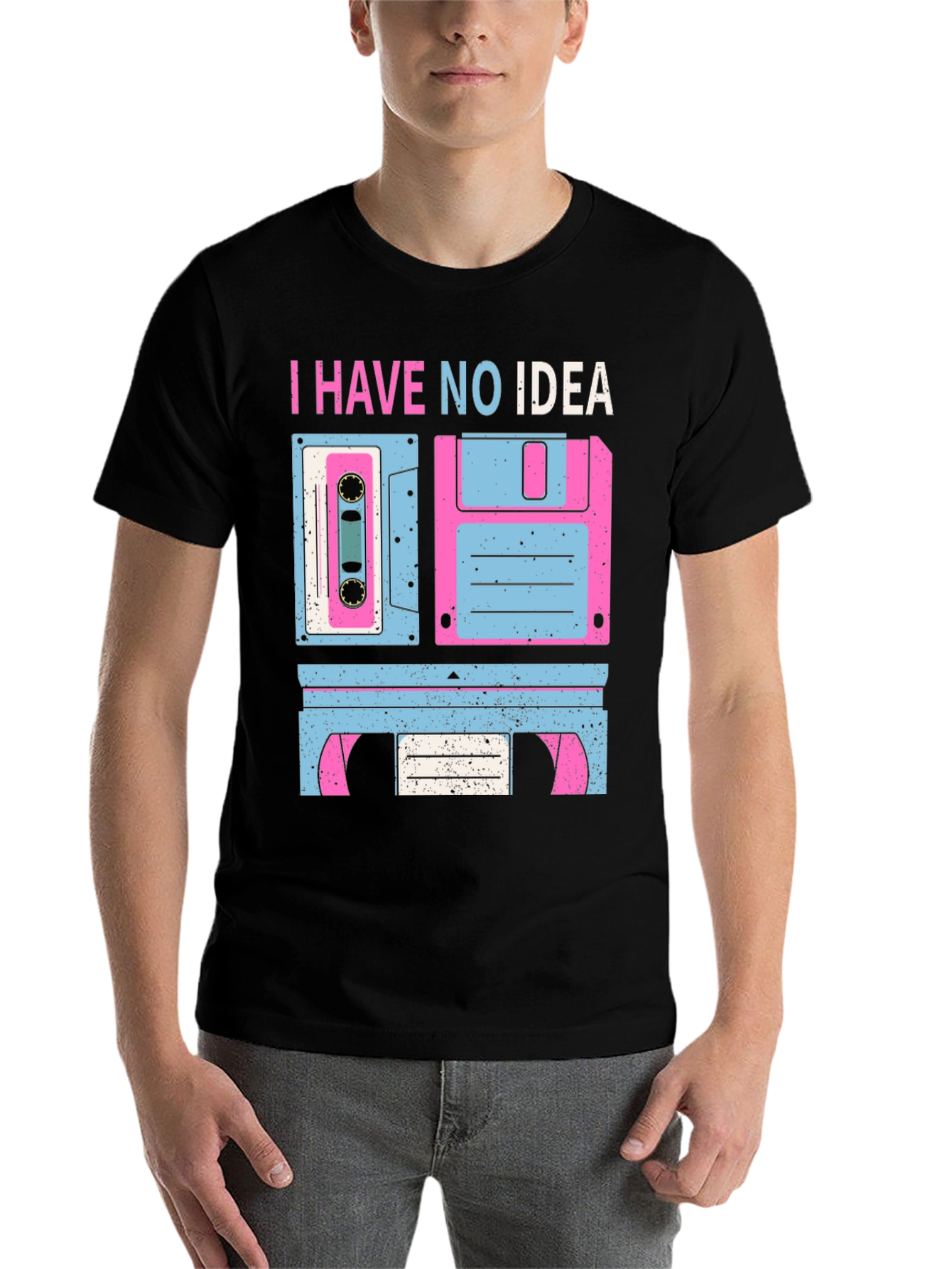 Black I Have No Idea Retro Media T-Shirt view 7