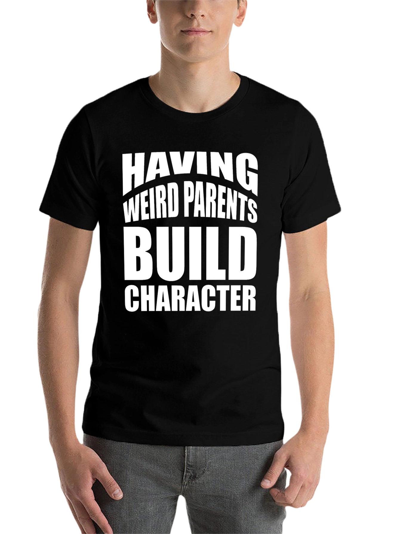 Black Weird Parents Build Character T-Shirt view 7