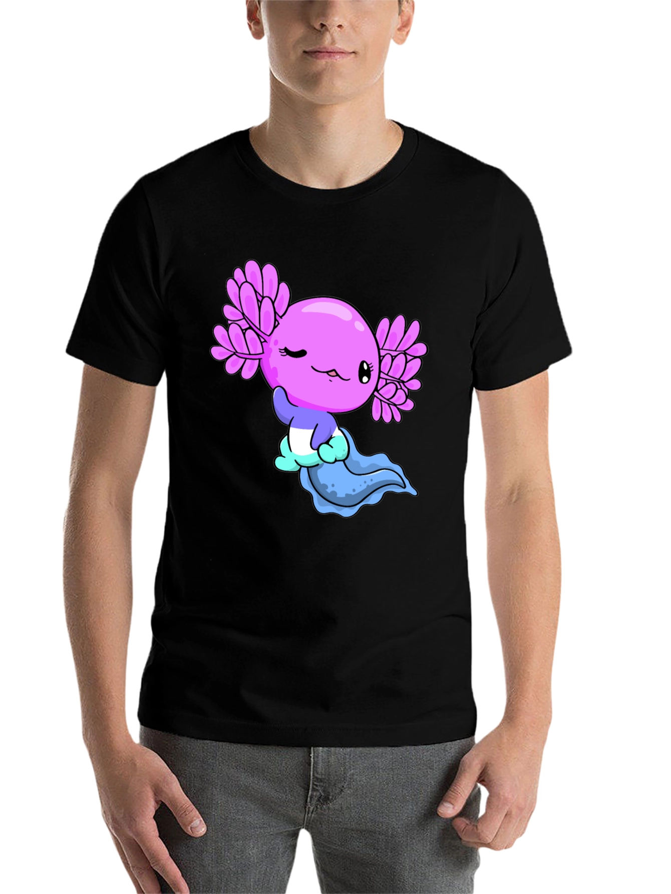 Black Axolotl Graphic Tee - Kawaii Design view 7
