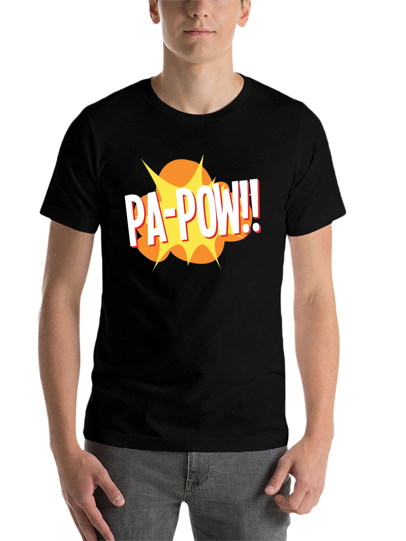 Black PA-POW!! Graphic T-Shirt - Black Comic Book Style Tee view 7