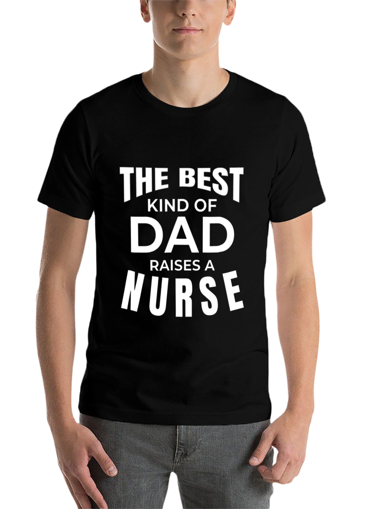 Black Best Dad Raises A Nurse Black T-Shirt view 7