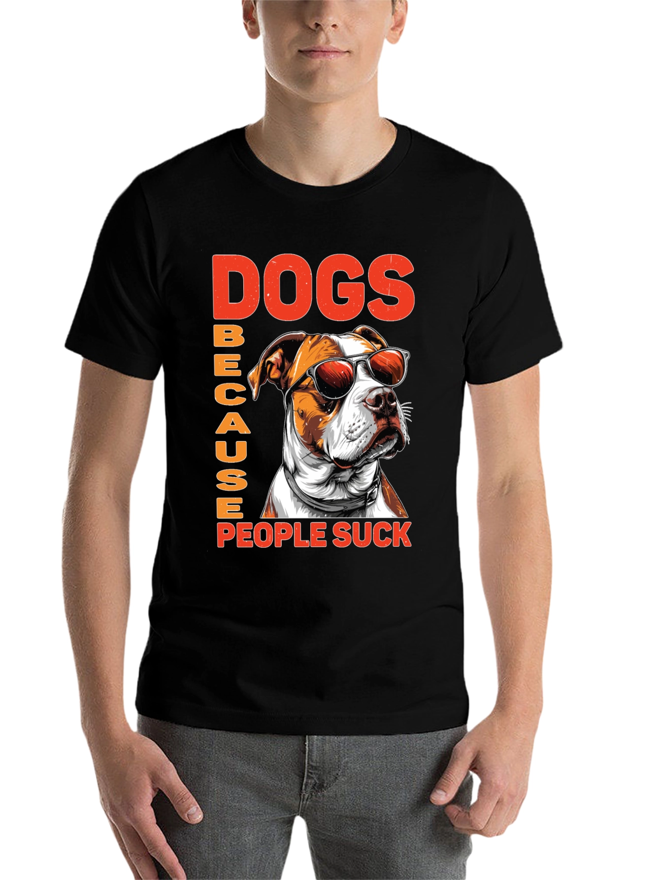 Black Dogs Because People Suck Graphic Tee view 7