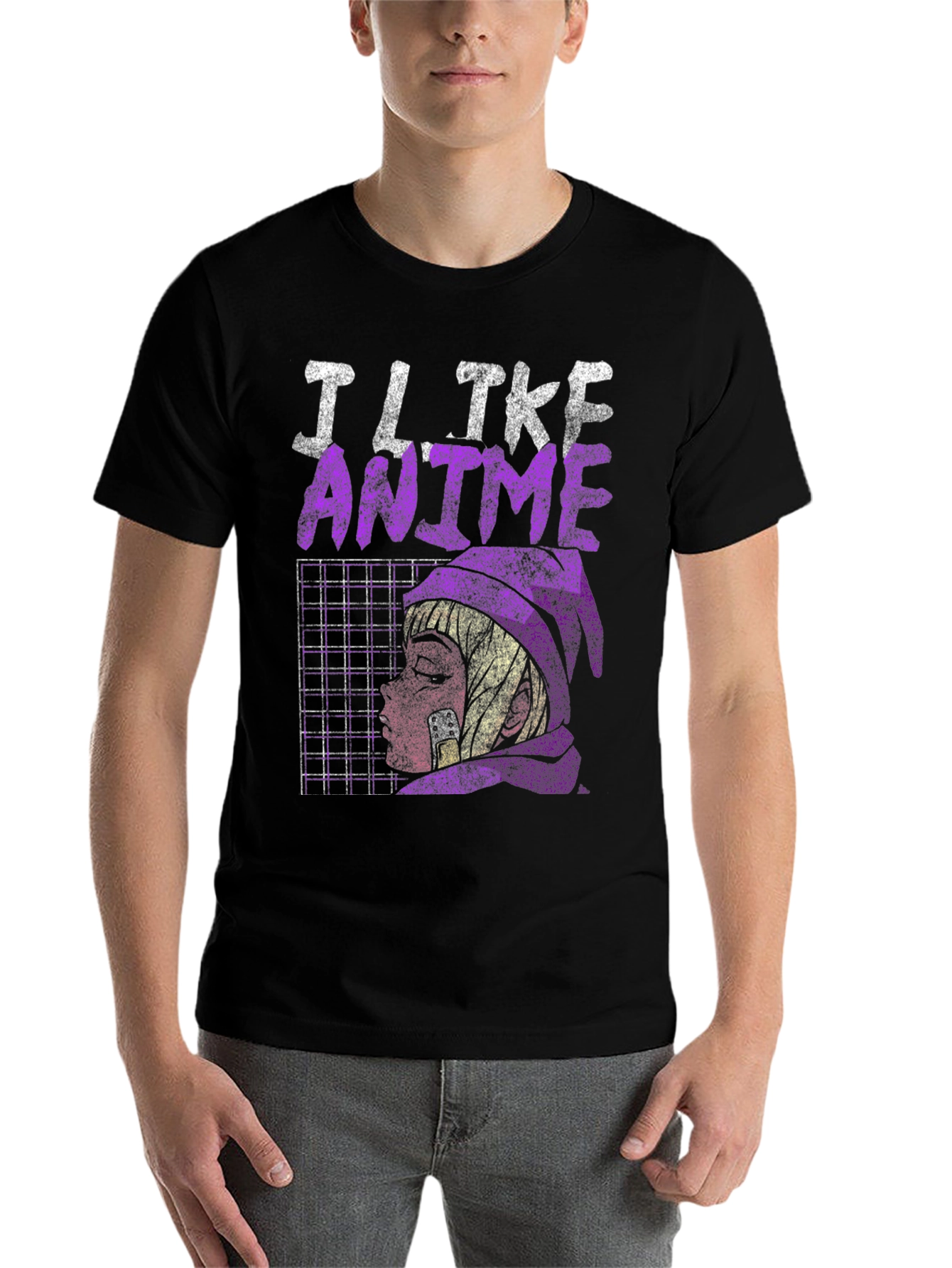 Black I Like Anime Graphic T-Shirt view 7