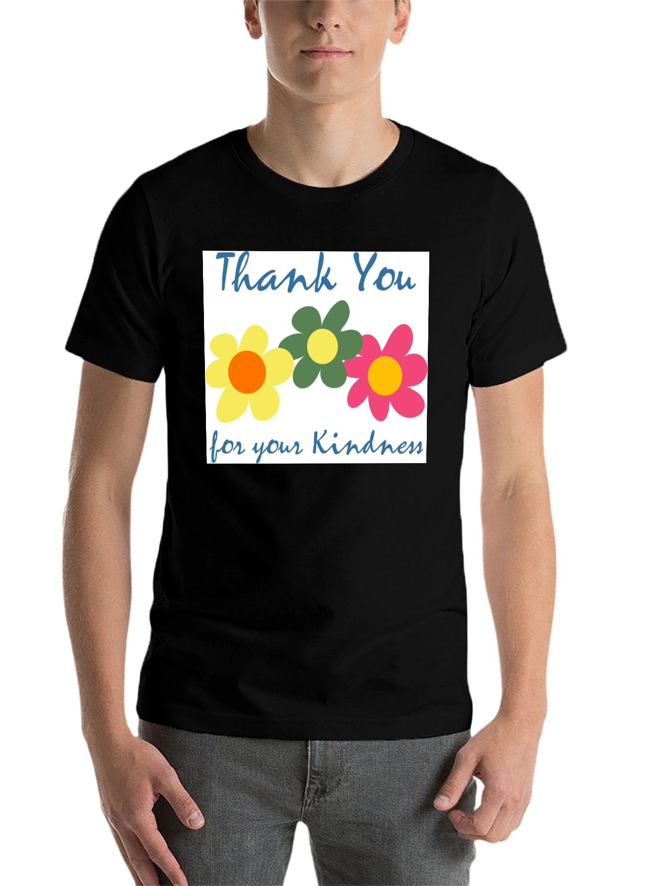 Black Thank You Flowers T-Shirt - Kindness Appreciation Tee view 7