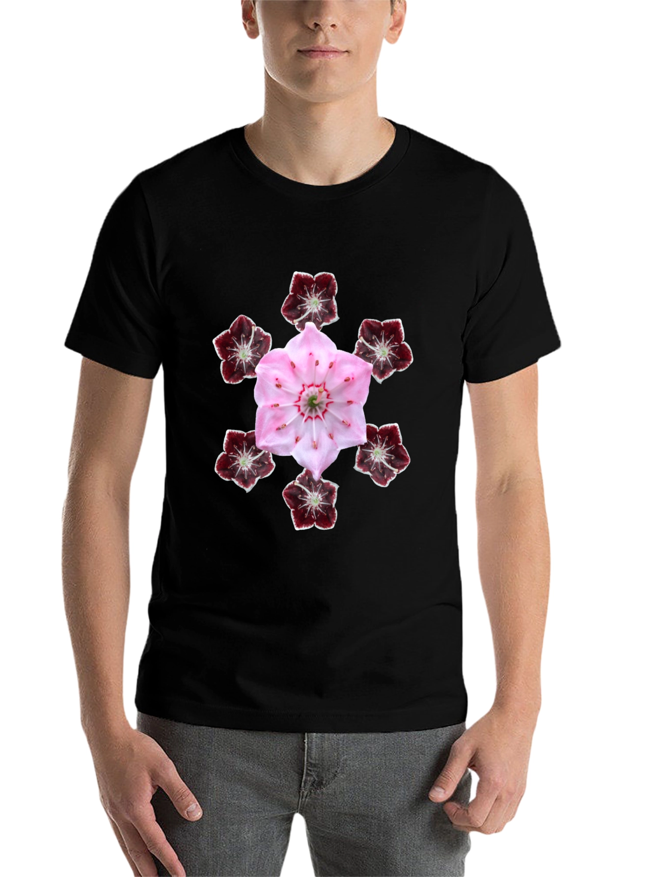 Black Floral Mandala Graphic T-Shirt view 7