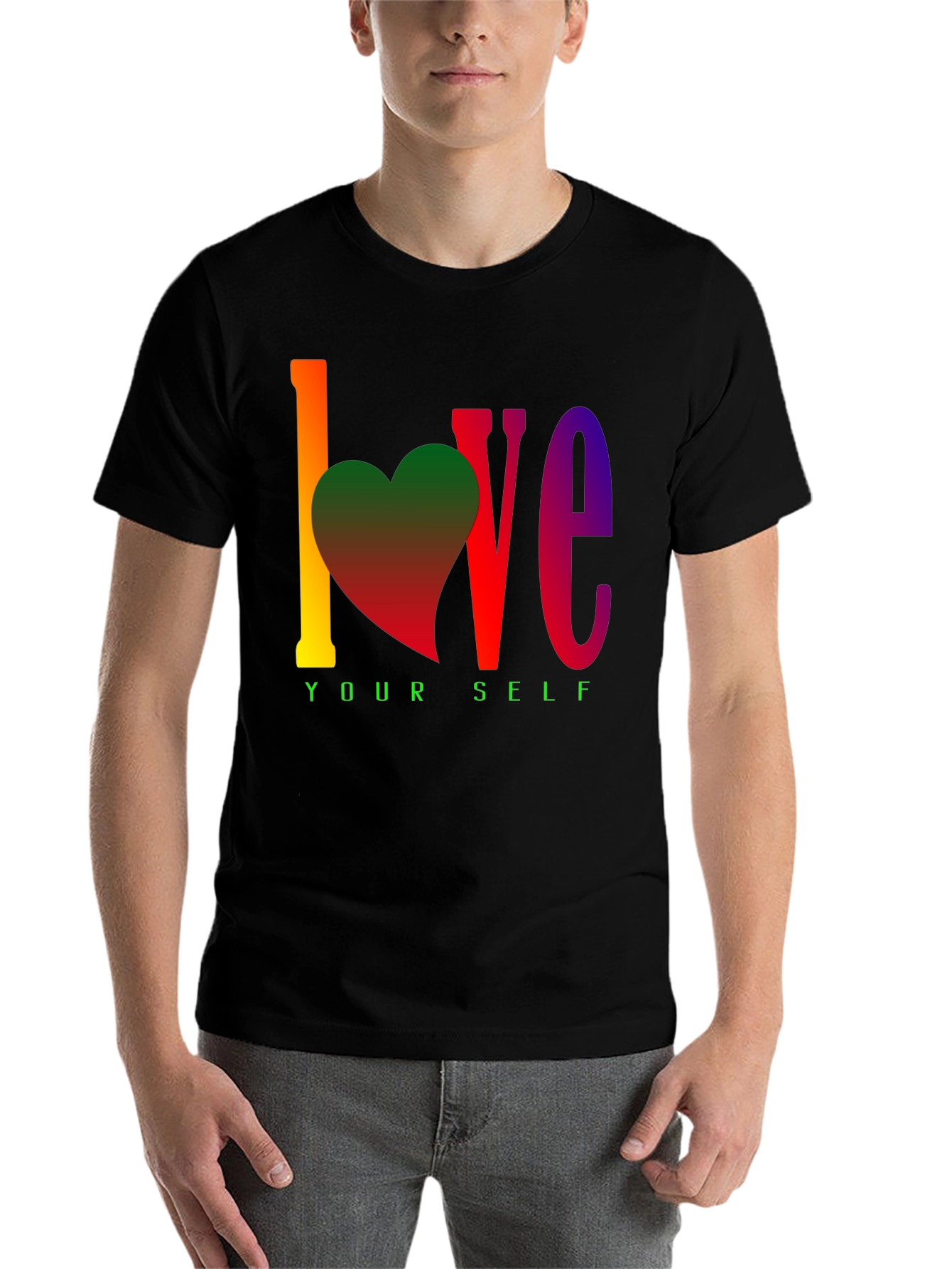 Black Love Yourself Rainbow Graphic Tee view 7