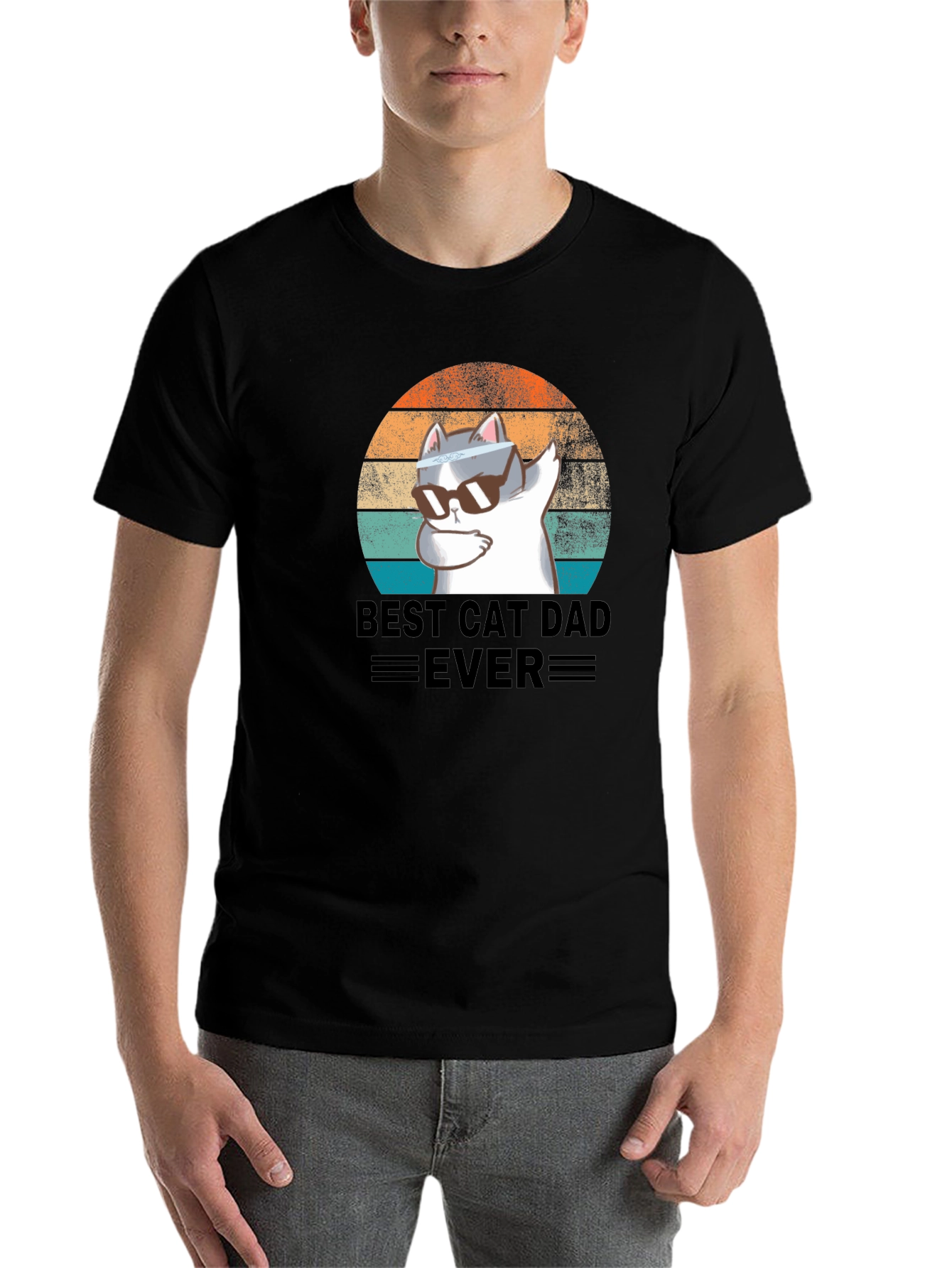 Black Best Cat Dad Ever T-Shirt view 7