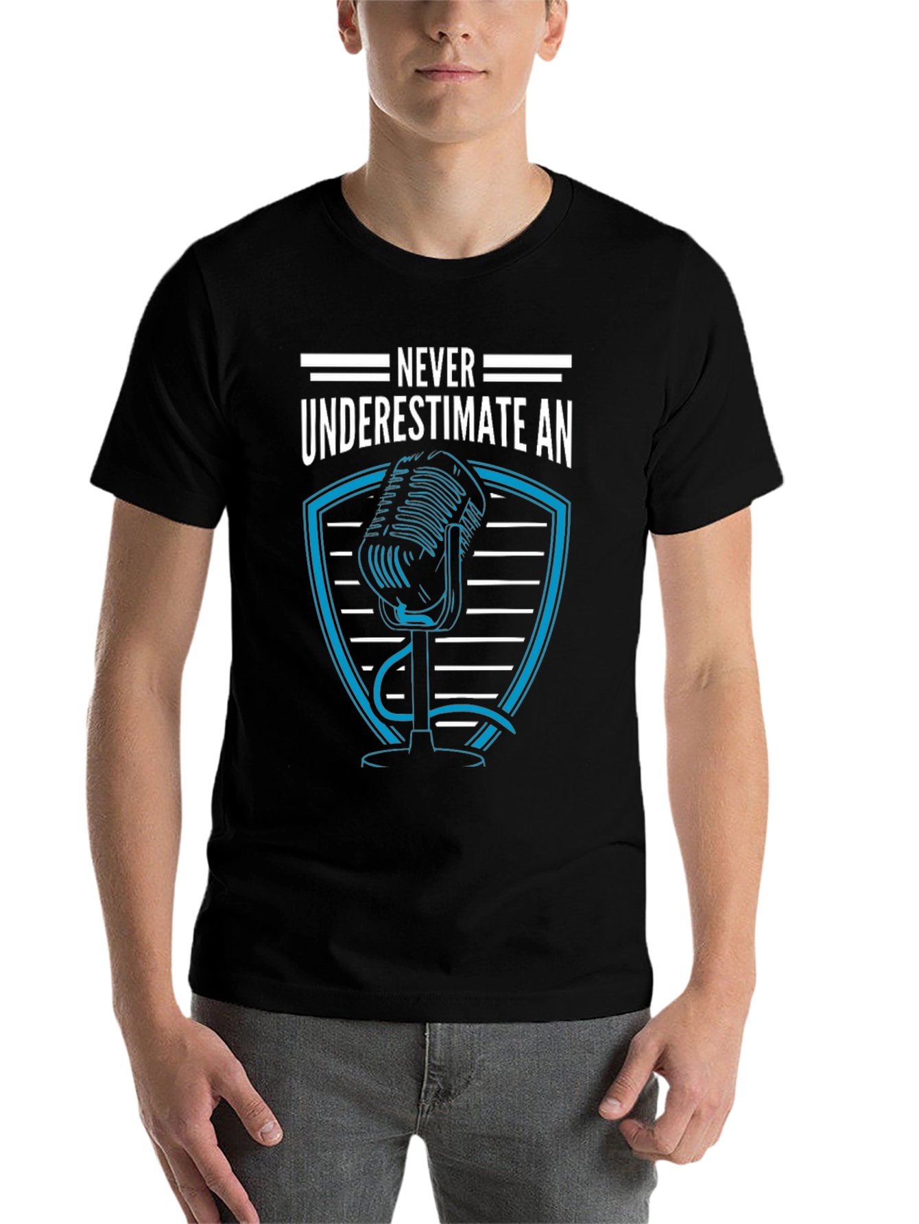 Black Never Underestimate T-Shirt - Microphone Graphic Tee view 7