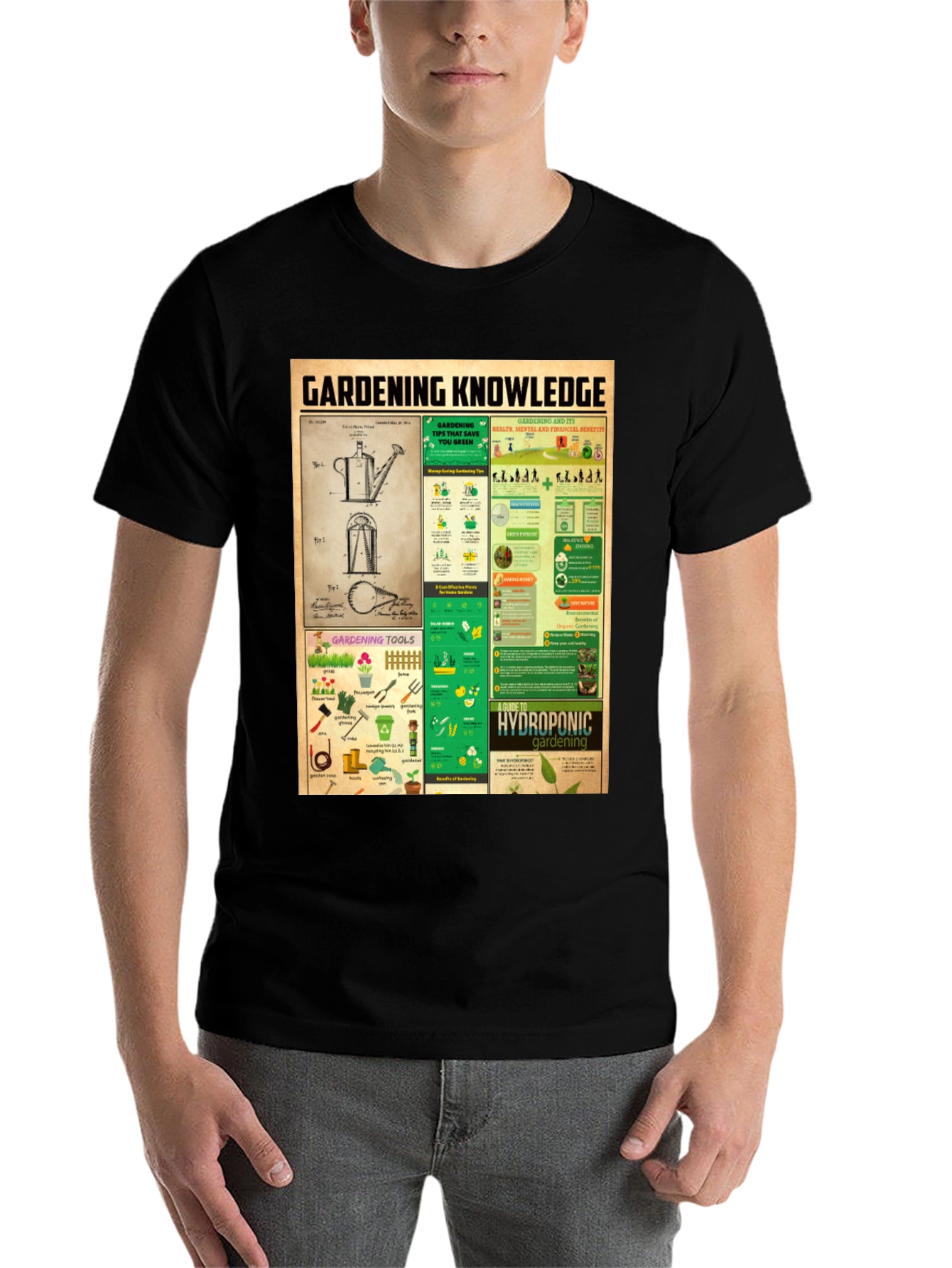 Black Gardening Knowledge T-Shirt view 7